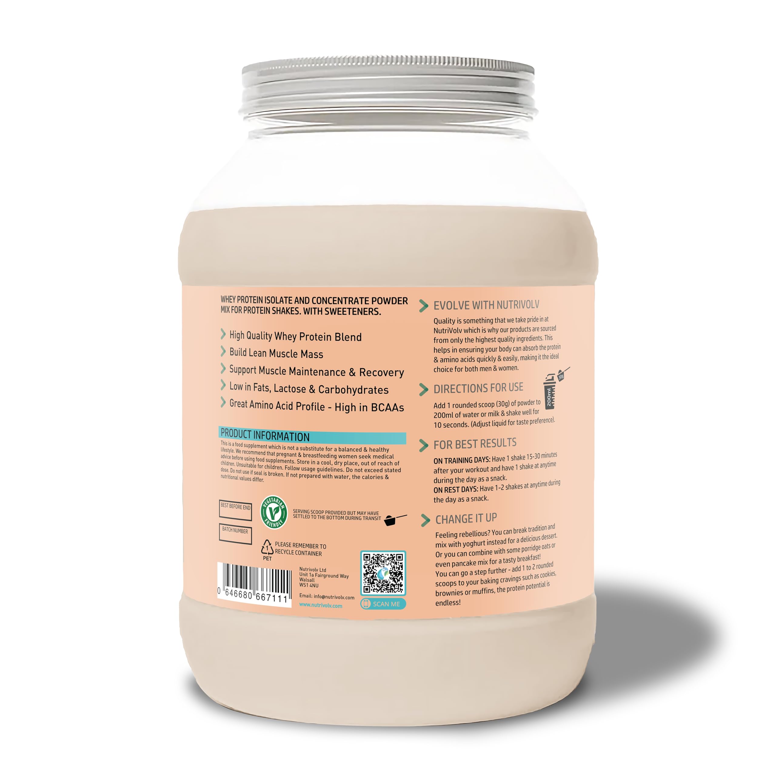NutriVolv Whey Protein Isolate & Concentrate Powder | Milk Chocolate Flavour 900g NutriVolvAu supplements