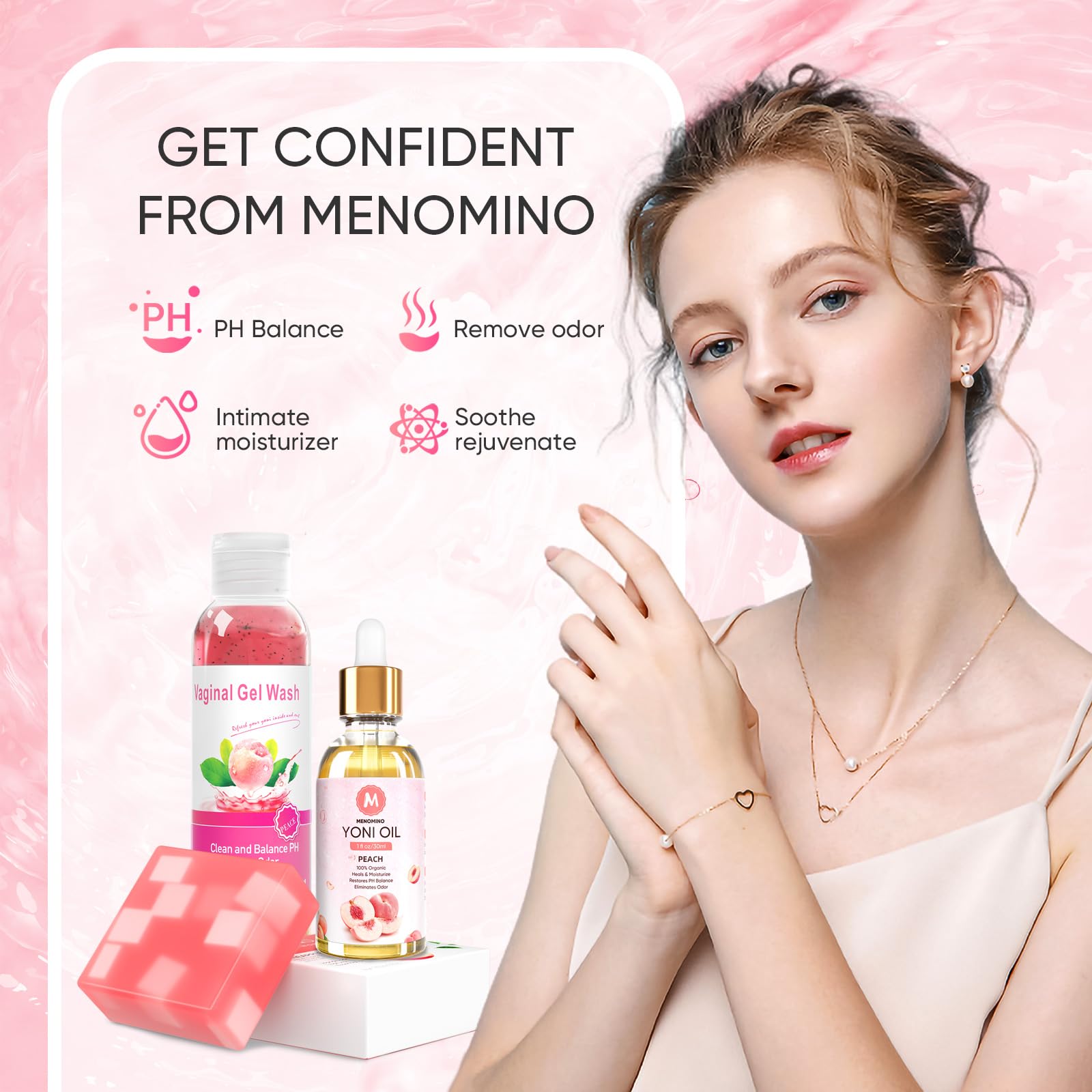 Feminine Wash & Yoni Oil & Yoni Soap Bar Set for Women, 1 Fl.Oz Natural Feminine Oil, Feminine MENOMINOAu supplements