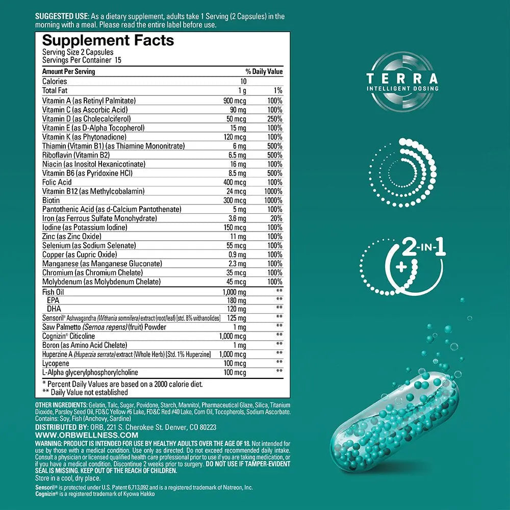 ORB Men’S MULTIVITAMIN + Fish Oil – A Complete Multi + Fish Oil |Heart Health Support, Antioxidant Support, Supports a Positive Mood Orb WellnessAu supplements