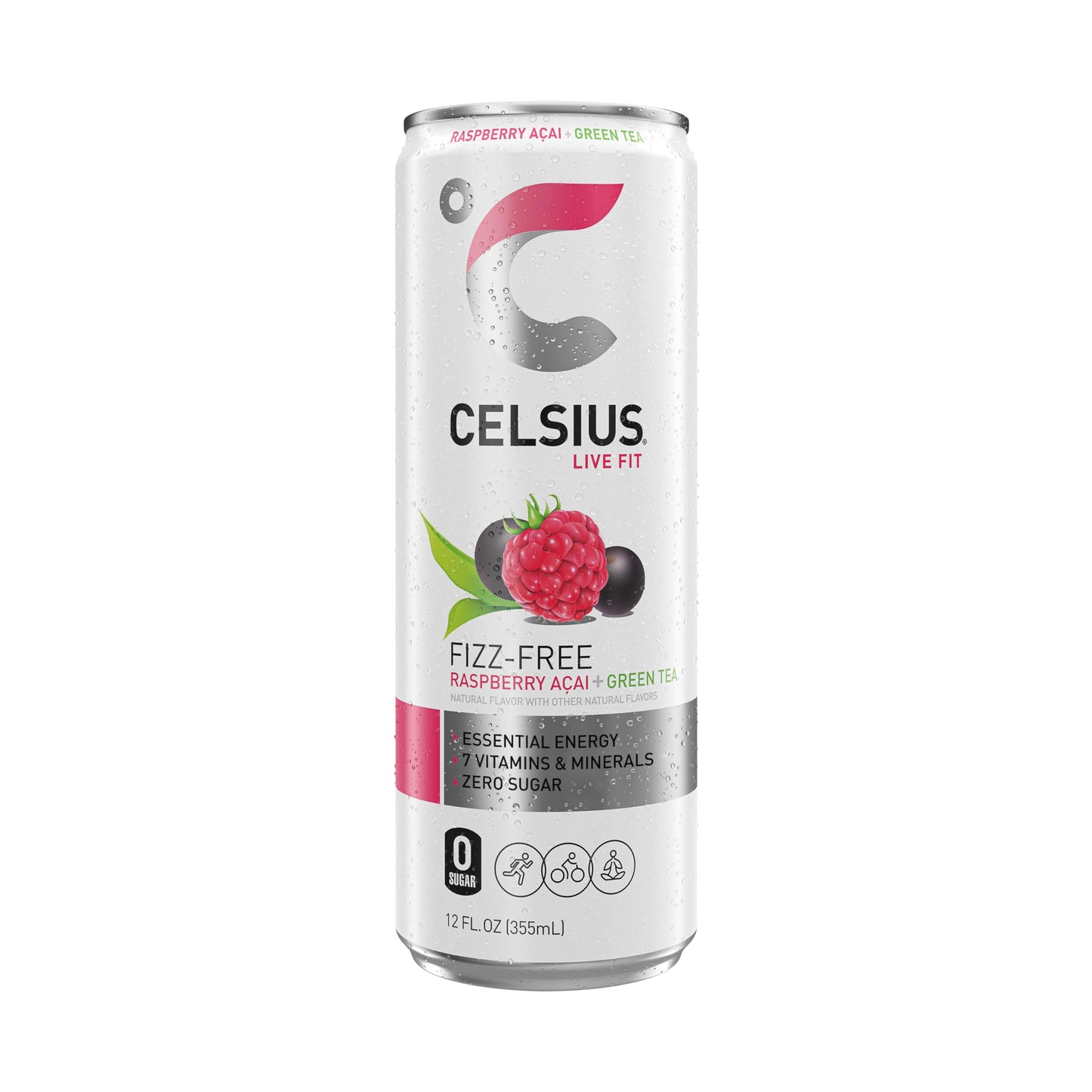 CELSIUS Raspberry Acai Green Tea, Functional Essential Energy Drink 12 Fl Oz (Pack of 12) Packaging may vary CELSIUSUS supplements