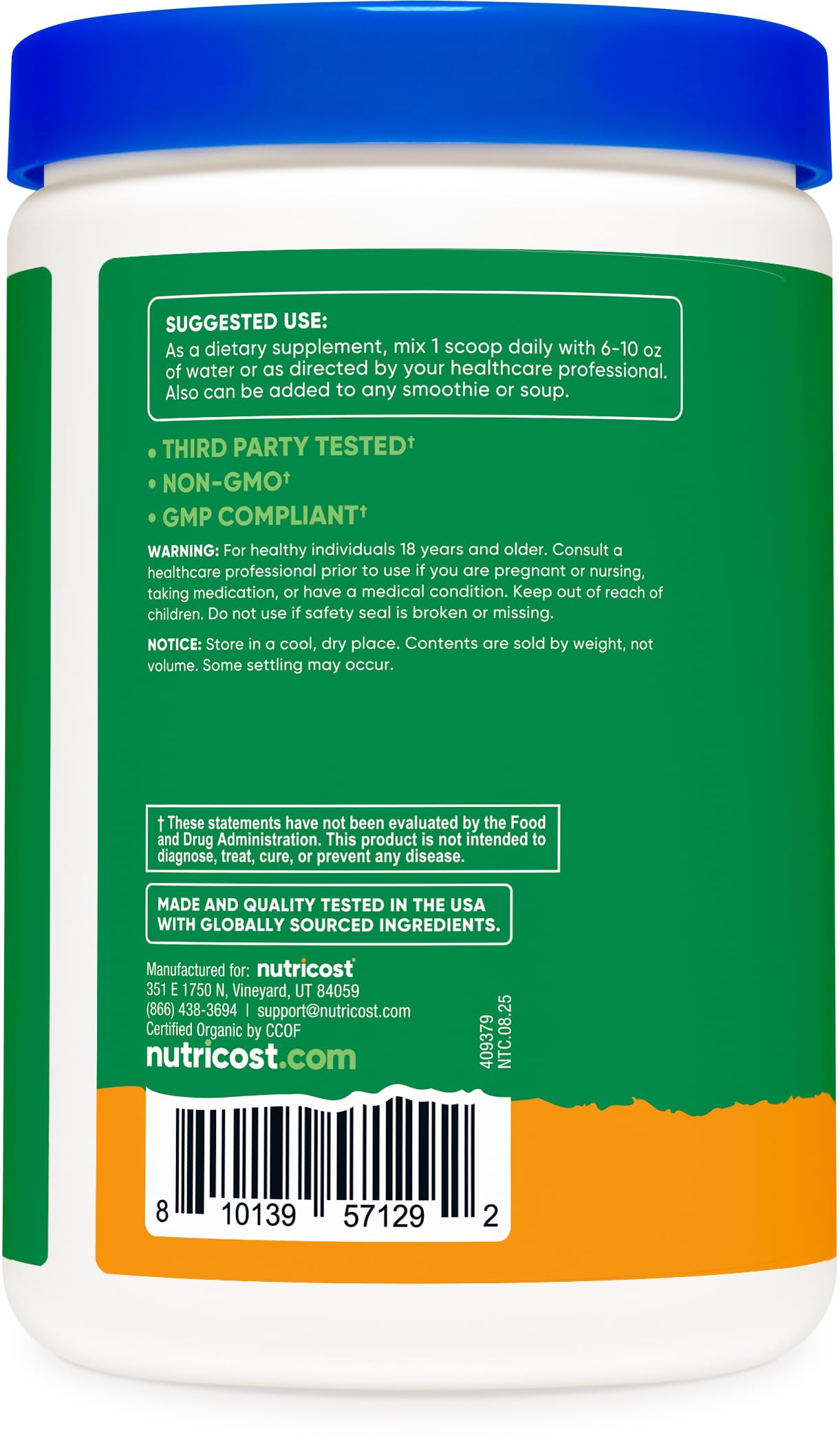Nutricost Organic Super Greens Powder (30 Servings) Orange Sunrise Flavor - Superfood Supplement Drink Mix NutricostAu supplements
