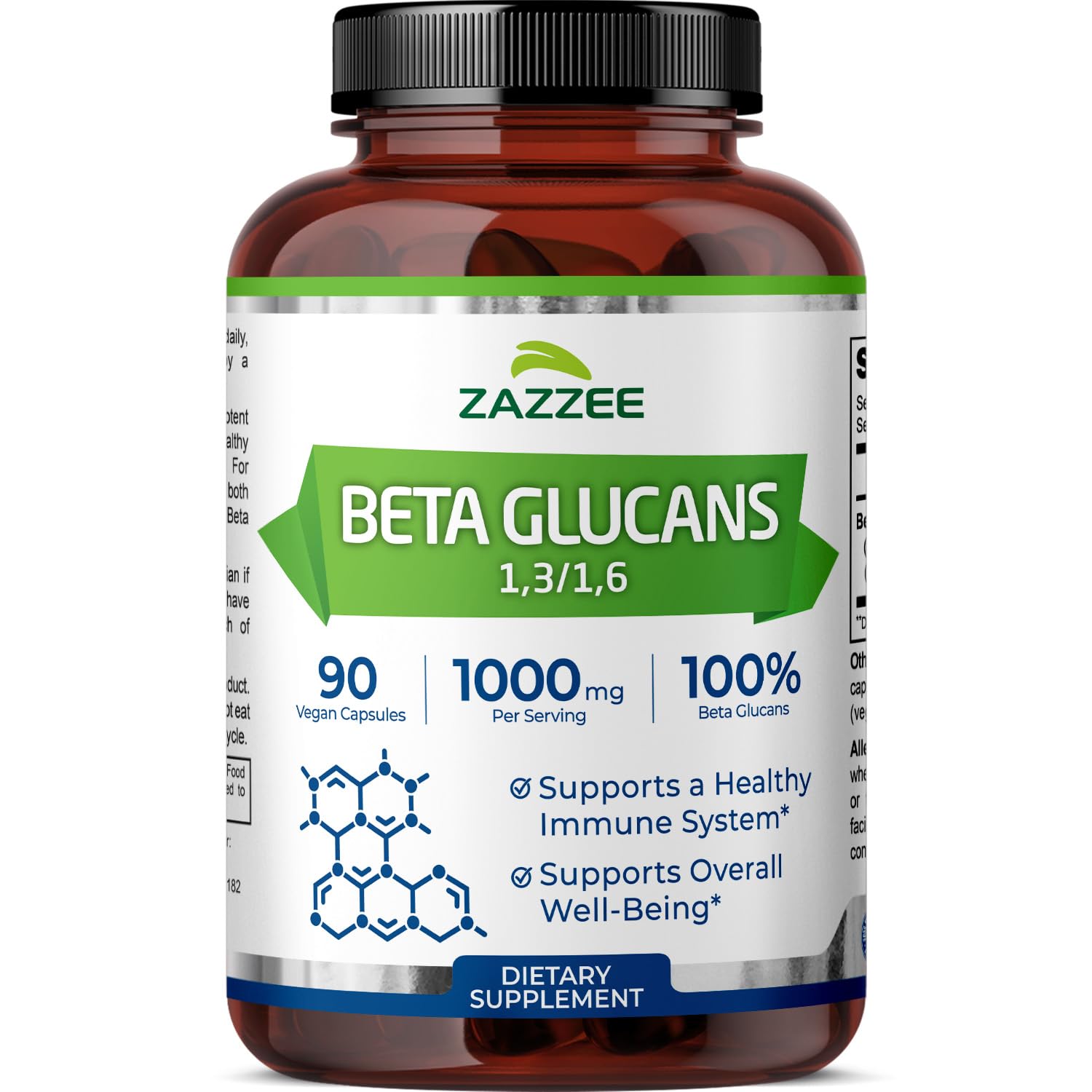 Zazzee Extra Strength 1,3/1,6 Beta Glucans, 1000 mg, 100% Concentrated, 90 Vegan Capsules, Supports a Healthy Immune System, 100% Vegetarian, All-Natural and Non-GMO ZazzeeAu supplements
