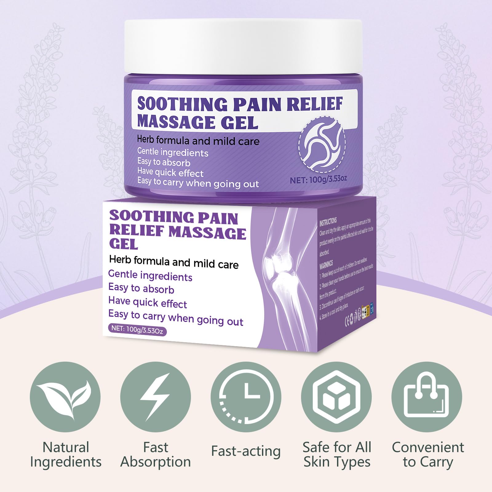 Soothing Massage Gel (100g) - Joint Relief Purple Gel, Natural Ingredients Soothing Relief Cream, Fast-Absorbing Jointgel Cream for Soothing Joint, Shoulder, Knee, Back, Lumbar & Muscle Stiffness VereclueAu supplements