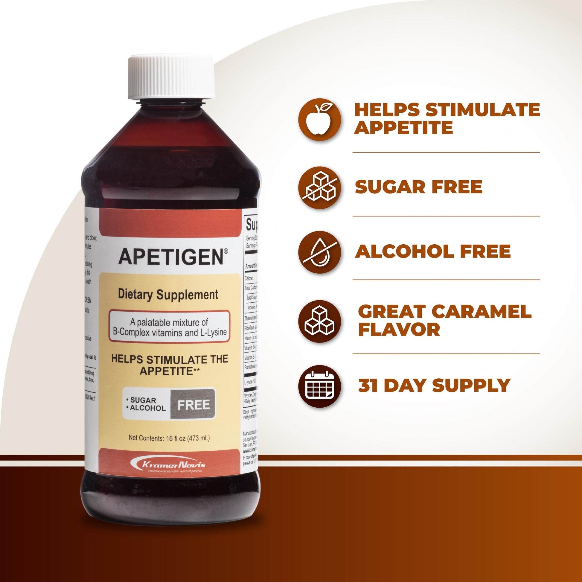 Apetigen Appetite Stimulant for Kids & Adults – Vitamin B-Complex with L-Lysine Liquid – Sugar Free Weight Gain Supplement for Picky Eaters – Caramel Flavor, 16oz ApetigenAu supplements