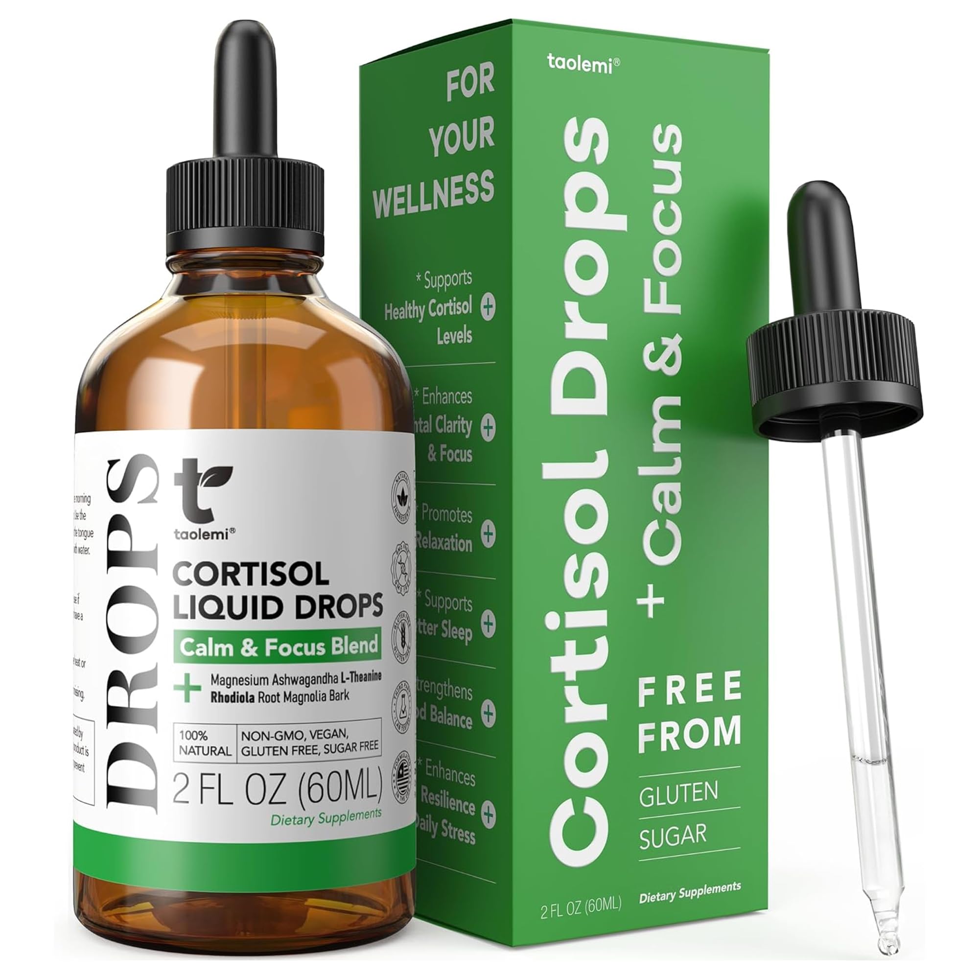 Cortisol Manager Drops with Magnesium & Ashwagandha - Advanced Liquid Blend for Relaxation, Supports Restful Sleep, Fast-Absorbing Liquid, Non-GMO, 2 Fl Oz taolemiAu supplements