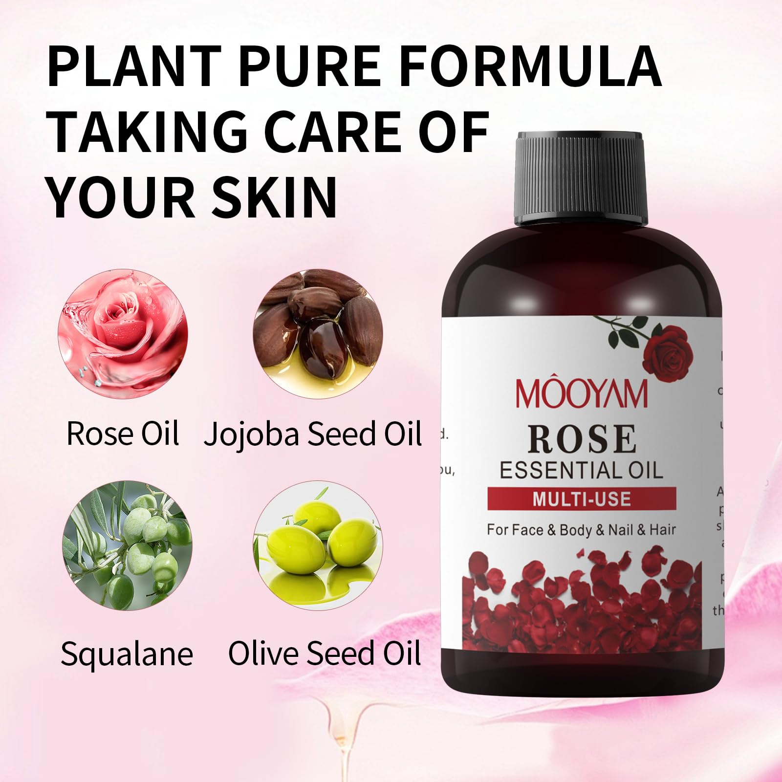 Rose Essential Oil Pure Rose Oil for Face 4OZ/118ML Organic Essential Oils for Diffuser Home Bedroom YAFUSIPEAu supplements