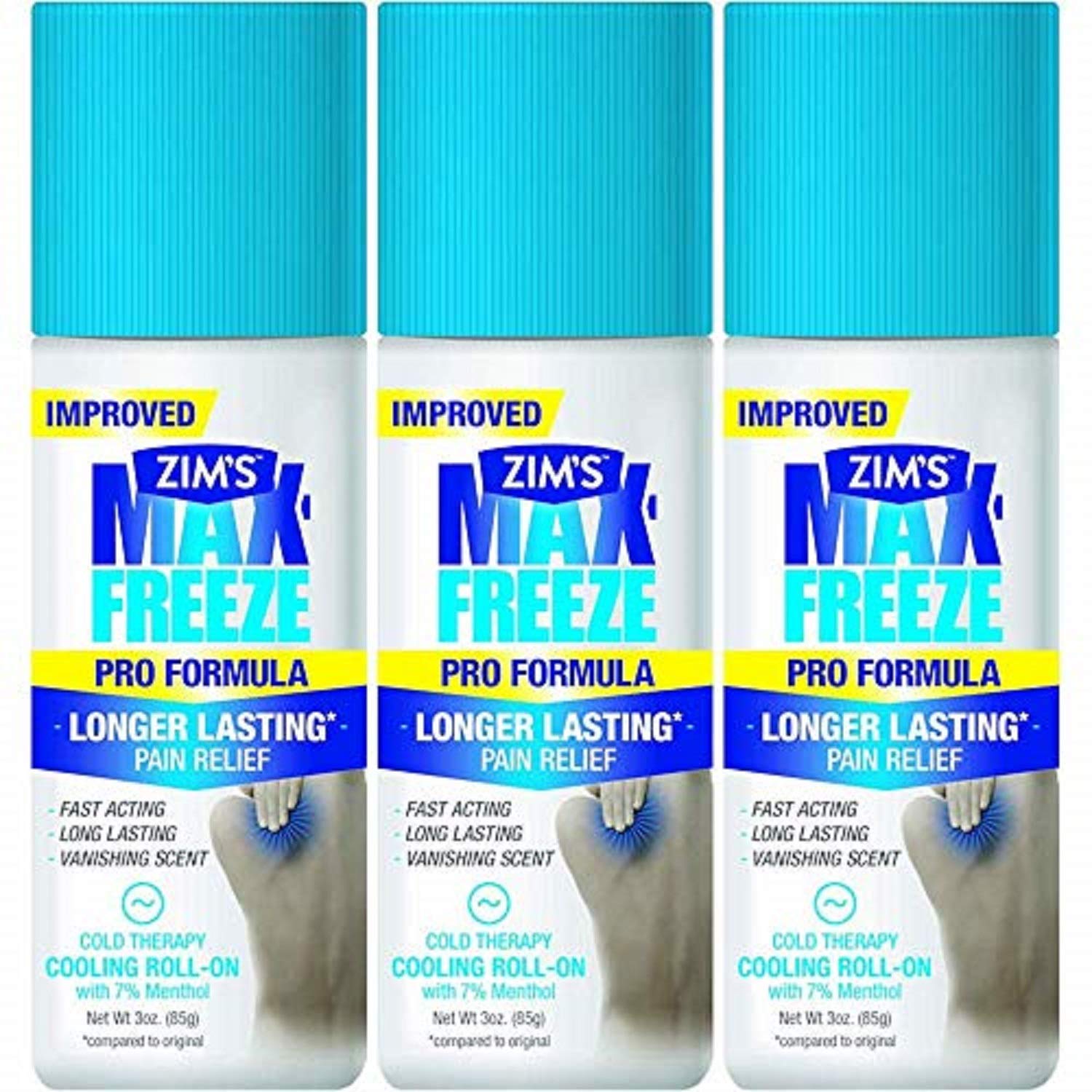 Zim's Max Freeze Pro Formula Longer Lasting Pain Relief Cold Therapy Cooling Roll-On 3 Oz. (Pack of 3) WutsarAu supplements