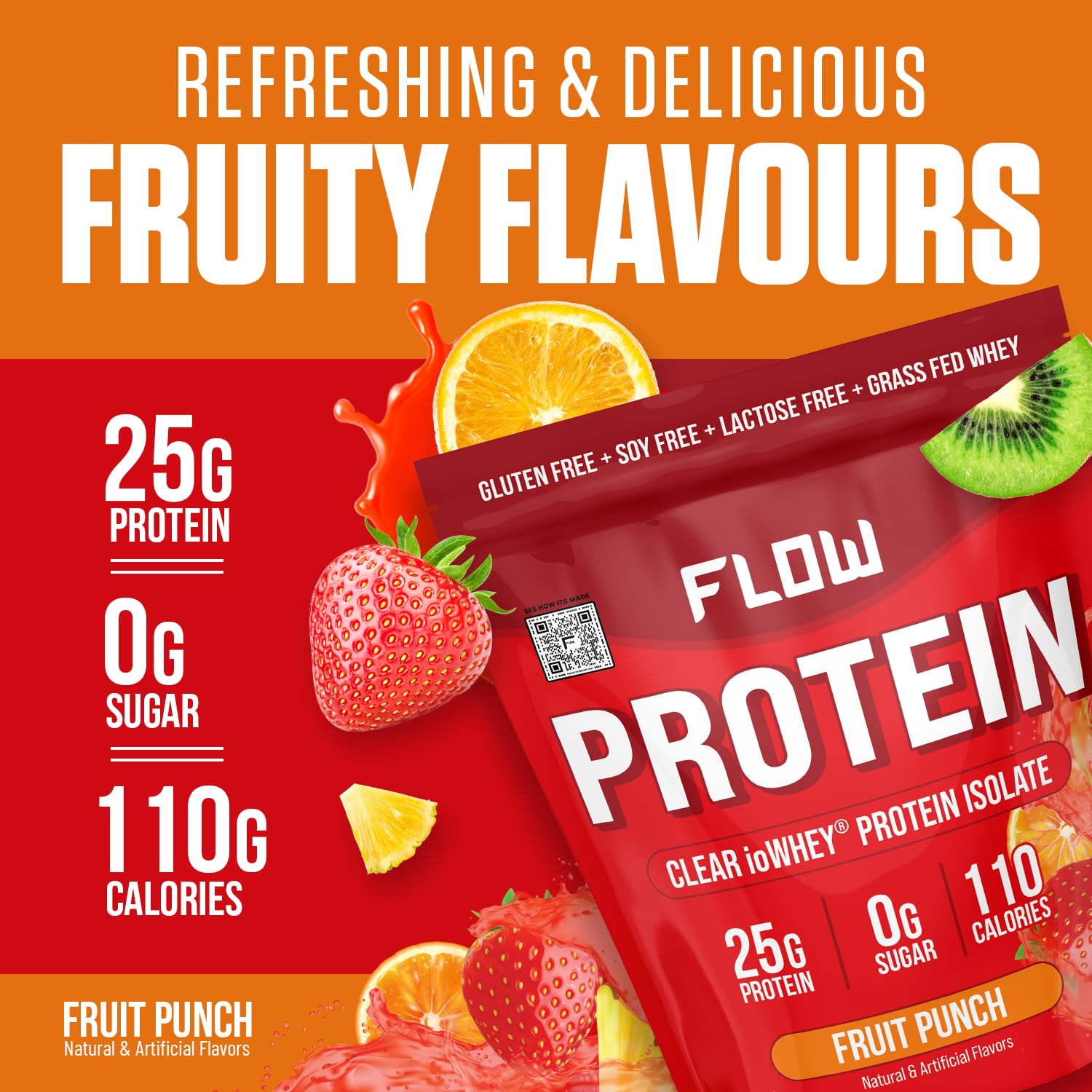 Flow Supps Clear Whey Isolate Protein Powder, Fruit Punch - 15 Servings, 25g Protein Flow SupplementsUS supplements