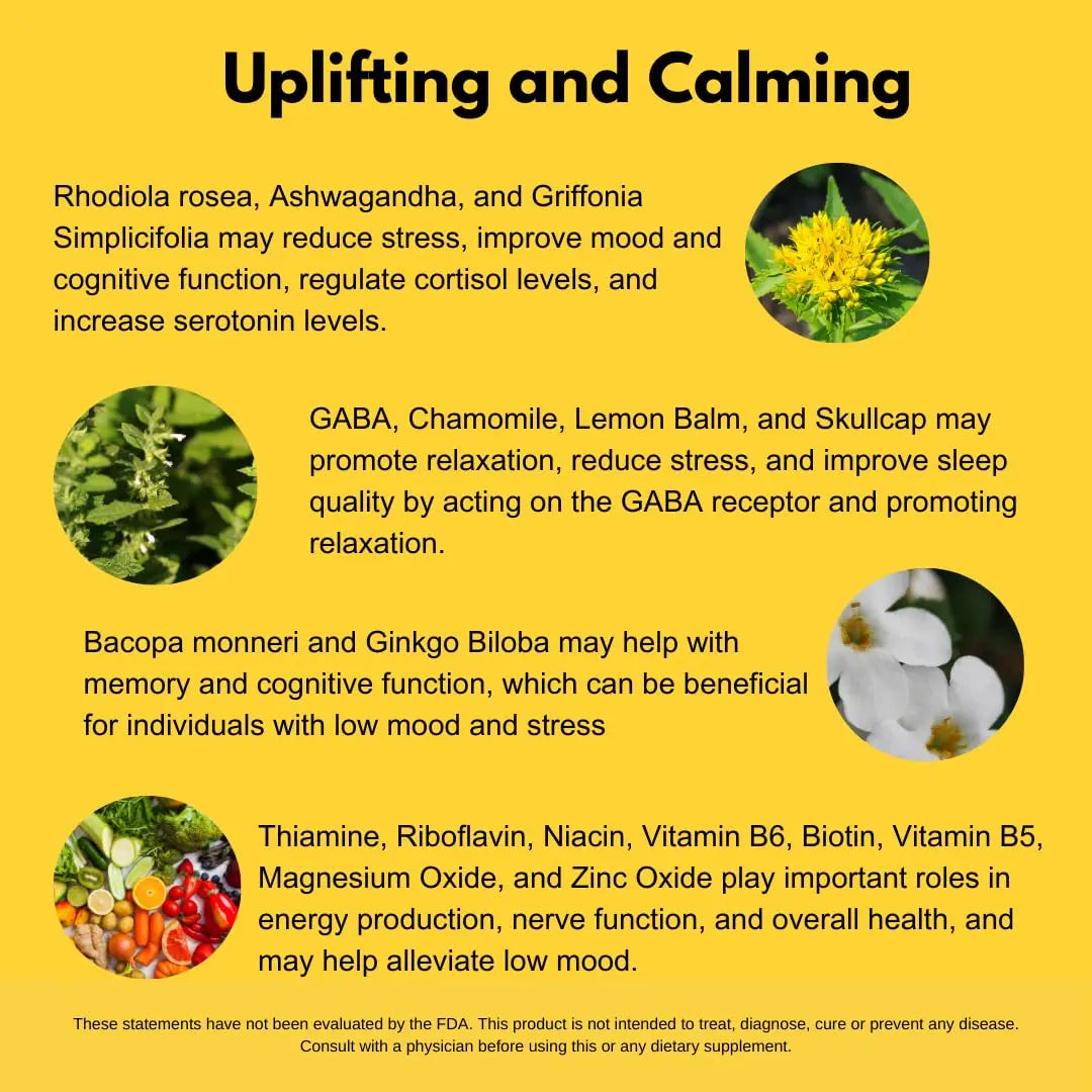 4BETTERMOOD Positivity & Stamina Capsule (30ct) Premium Mood Supplement - Enhance Mood & Promote Emotional Balance - Rhodiola, L-Theanine. Bocopa monnnieri, Velvet Bean, Skull Cap & Ashwaganda. 4BETTERMOOD Positivity & Staminanz supplements