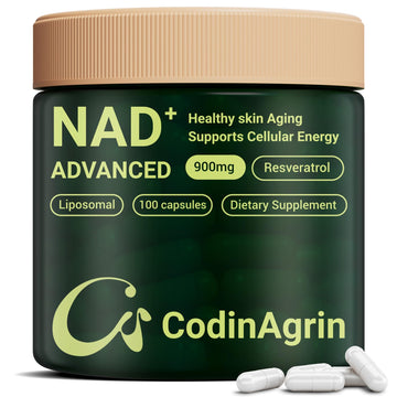 CodinAgrin NAD+ Supplement with Resveratrol 900mg Nicotinamide Adenine Dinucleotide Complex for Cellular Energy Repair, Anti-Aging & Mental Clarity Support, Non-GMO, Vegetarian Friendly, 100 Capsules CodinAgrinAu supplements