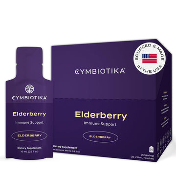 CYMBIOTIKA Adults Elderberry Boost Supplement – Organic Elderberry with Vitamin E for Immune Support – Gluten-Free, Vegan, Keto (Pack of 26) CYMBIOTIKAUS supplements