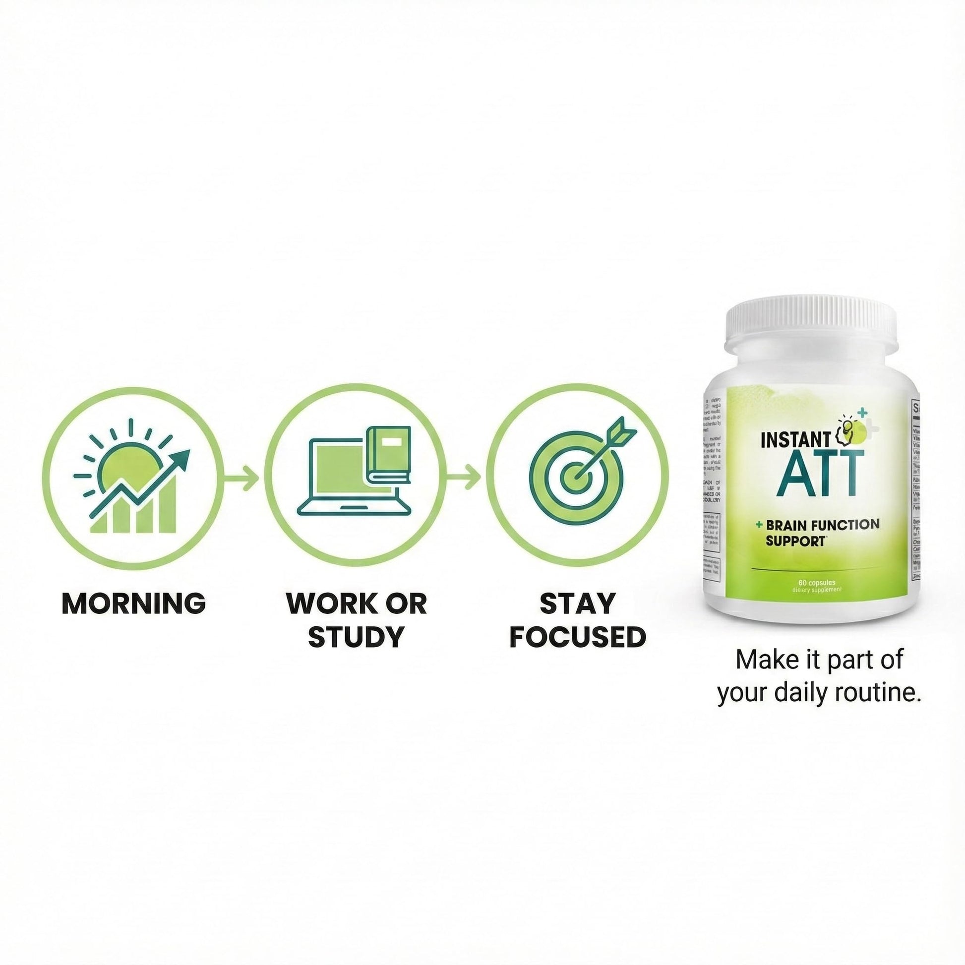 InstantATT - 7-in-1 Caffeine Free Nootropic All-Natural Brain, Focus, Memory Supplement (60 Capsules) Instant BrandsAu supplements