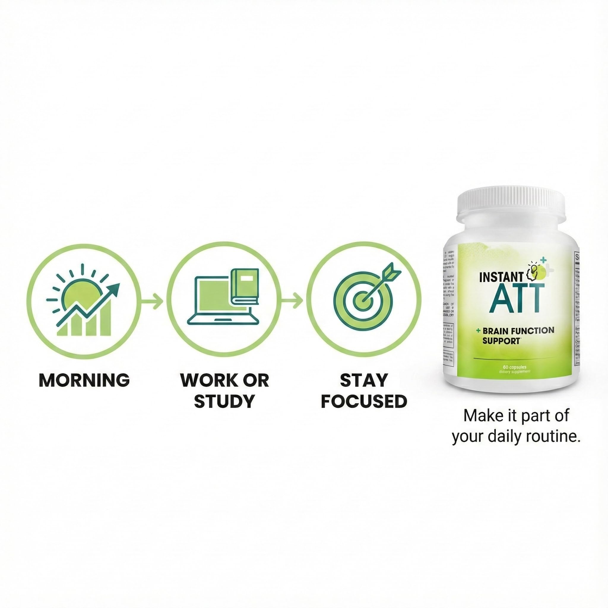 InstantATT - 7-in-1 Caffeine Free Nootropic All-Natural Brain, Focus, Memory Supplement (60 Capsules) Instant BrandsAu supplements
