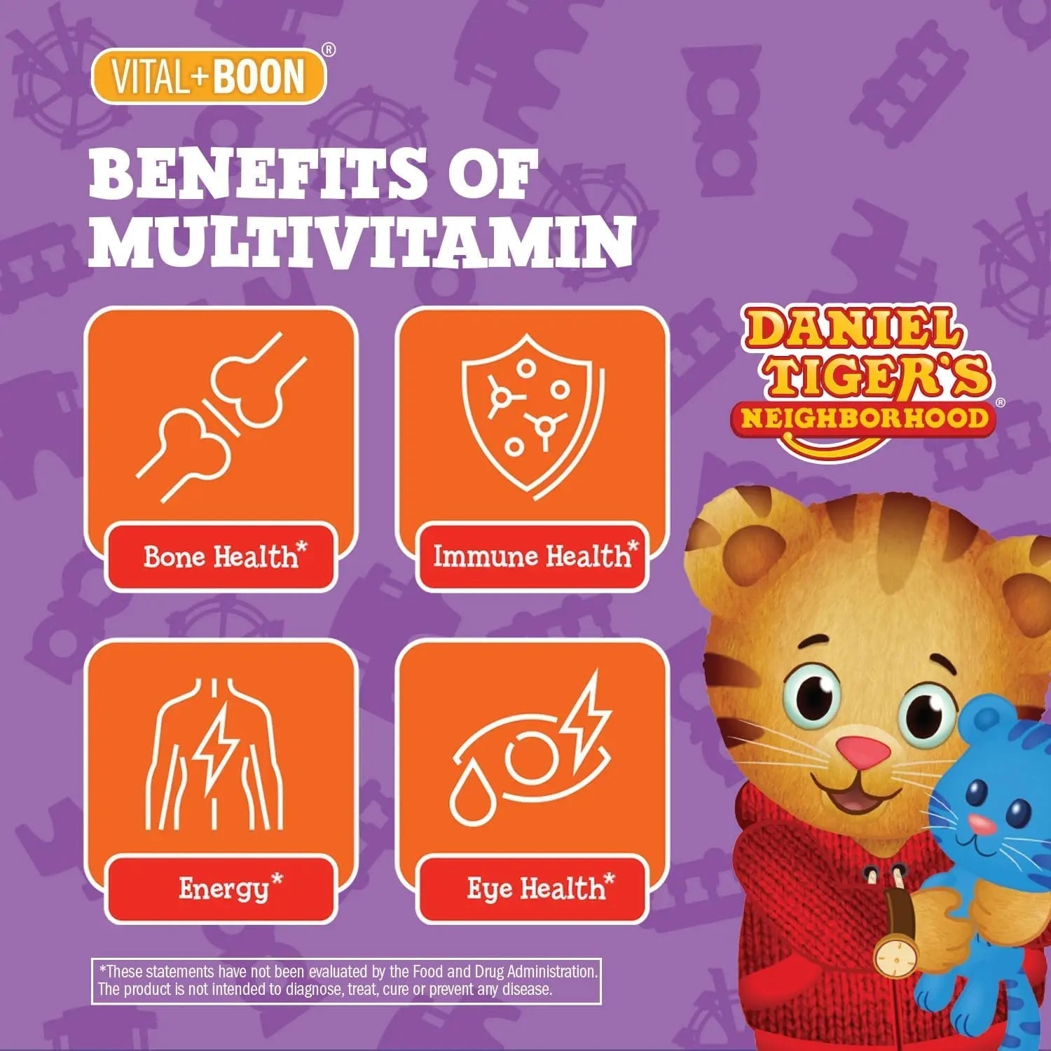 Daniel Tiger - Kids Multivitamin Jellybeans (210 Jellybean Bottle) Toddler 2+ & Kids Vitamins - 13 Essential Vitamins & Minerals to Support Bone Health Vital+BoonAu supplements