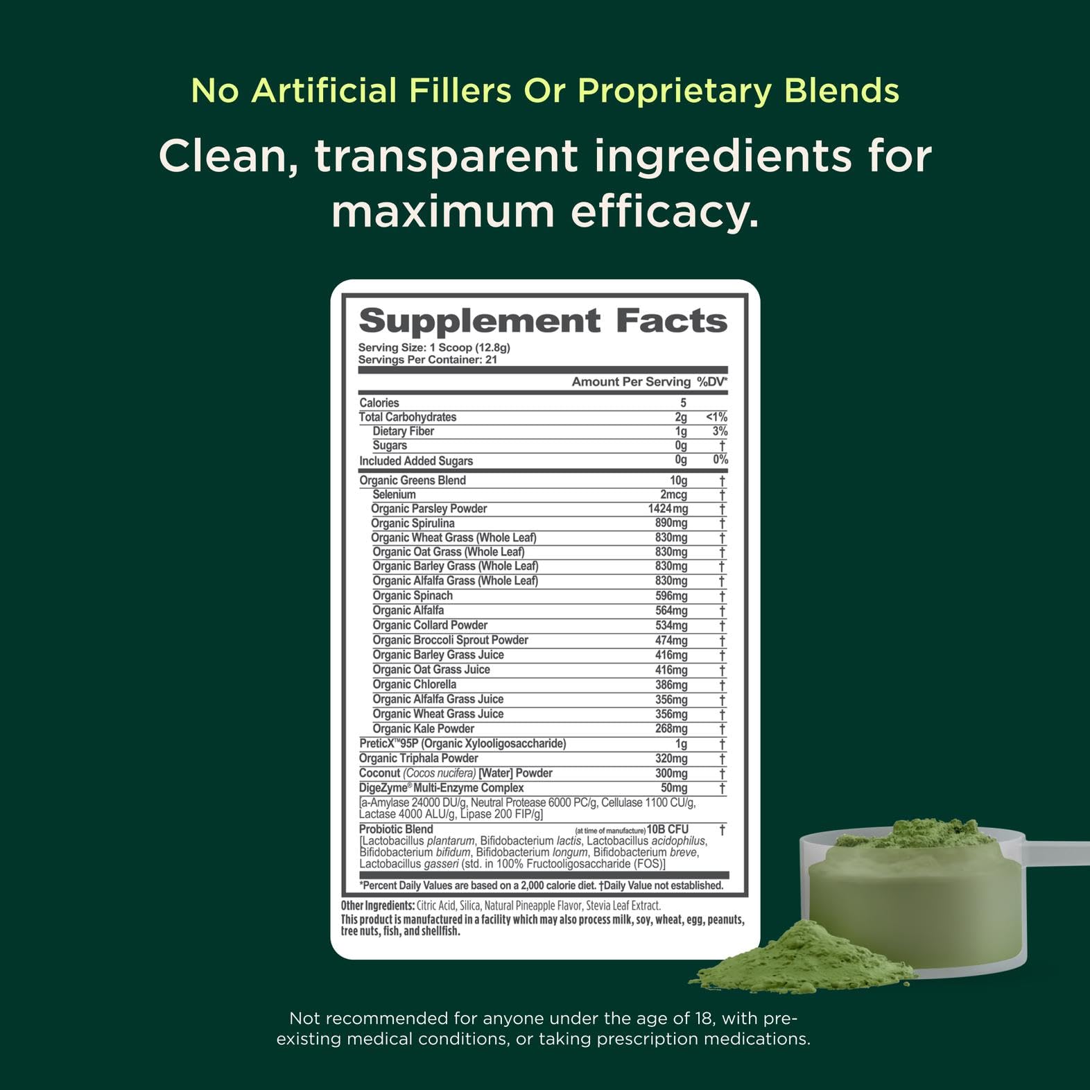 The Genius Brand Daily Superfood Greens - Organic Plant-Based Powder - Pineapple Flavor - Whole Food Blend with Greens, Fruits & Veggies - 30 Serving The Genius BrandUS supplements