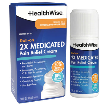 HealthWise 2X Medicated Roll-On | 10% Menthol + 20% Methyl Salicylate | Pain Relief Cream | 3 oz. 88.5 mL | Quick-Dry Formula | Immediate Penetrating Action | Topical Analgesic HealthWiseAu supplements