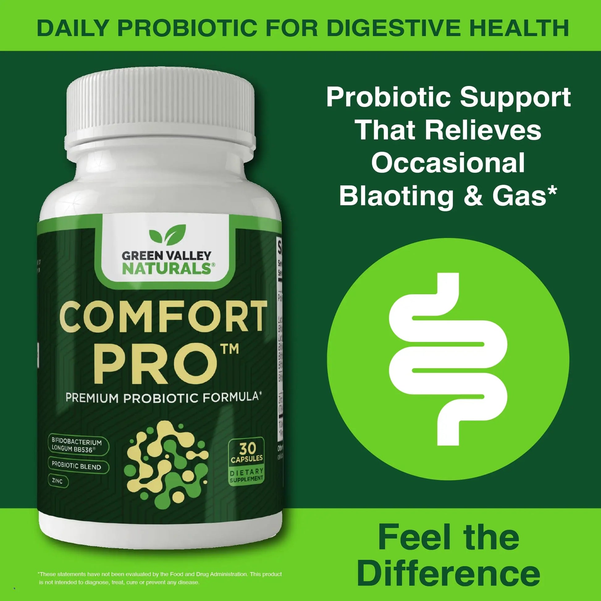 ComfortPro™ Daily Probiotics for Digestive Health | Constipation Relief & Bloating Support for Women & Men | Gut Cleanse with Zinc | Helps Reduce Gas & Promotes Digestive Regularity | Valley Formula GREEN VALLEY NATURALSnz supplements