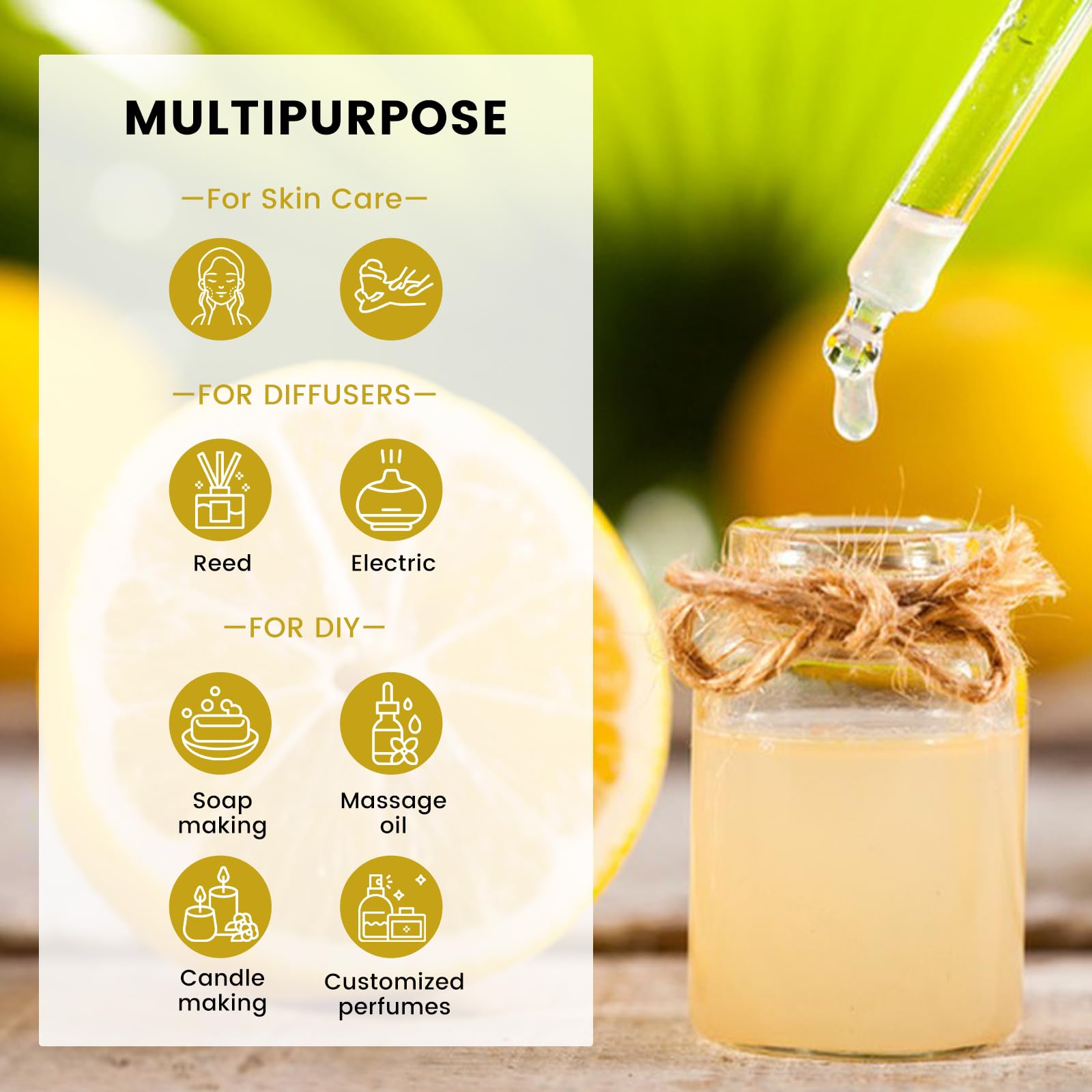 yethious Lemon Essential Oil Lemon Essential Oill for Diffuser, Perfume, Body, Skin, Hair, Candle Soap yethiousAu supplements