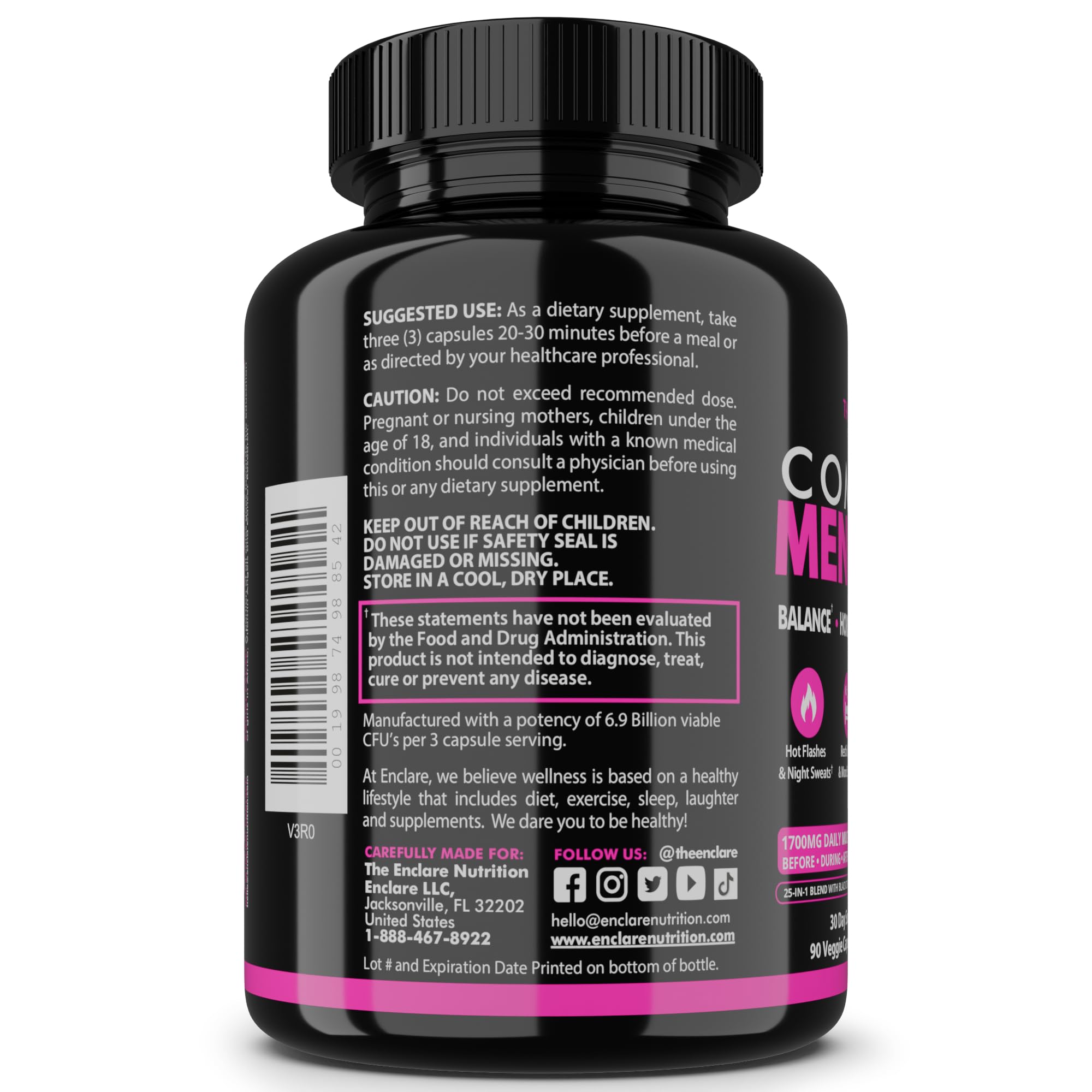 Menopause Supplement for Women – Complete MenoFlow 1700mg Daily Multi-Symptom Support, Hot Flash Relief, Hormone Balance, Mood & Energy, with Black Cohosh, Red Clover & Ashwagandha – 90 Veggie Caps THE ENCLARE NUTRITIONAu supplements