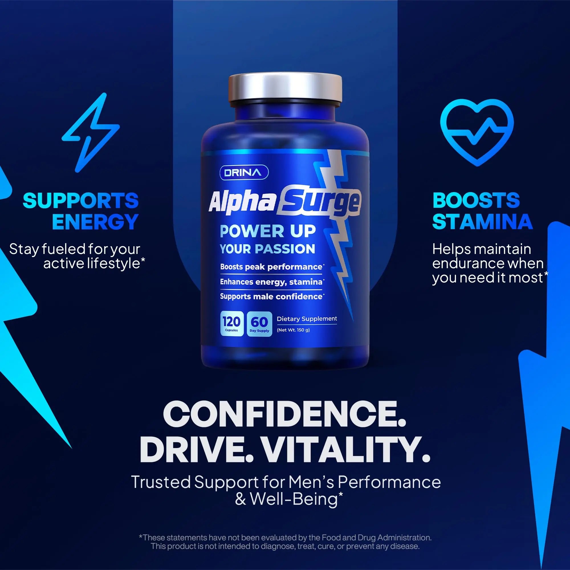 Pills for Men Fast Acting - Male Enhancing Supplement Testosterone Booster - Blood Flow, Libido, Size, Girth, Hardness, Stamina, Enlargement, Growth - Natural Performance Enhancer - 2 Month Supply DRINAnz supplements