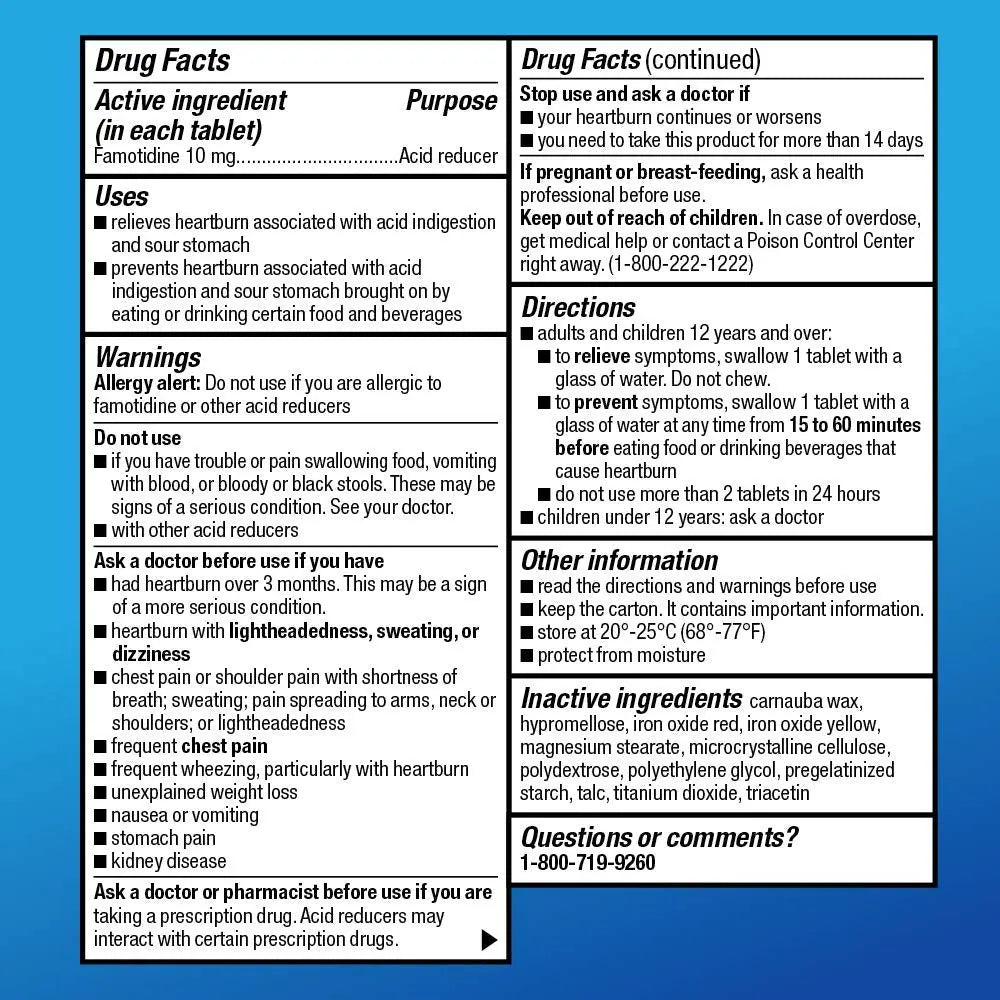 Amazon Basic Care Original Strength Famotidine Tablets, 10 mg, Acid Reducer, Heartburn Medicine, Prevents & Relieves Heartburn, Acid Indigestion Relief, 90 Count Amazon Basic Carenz supplements