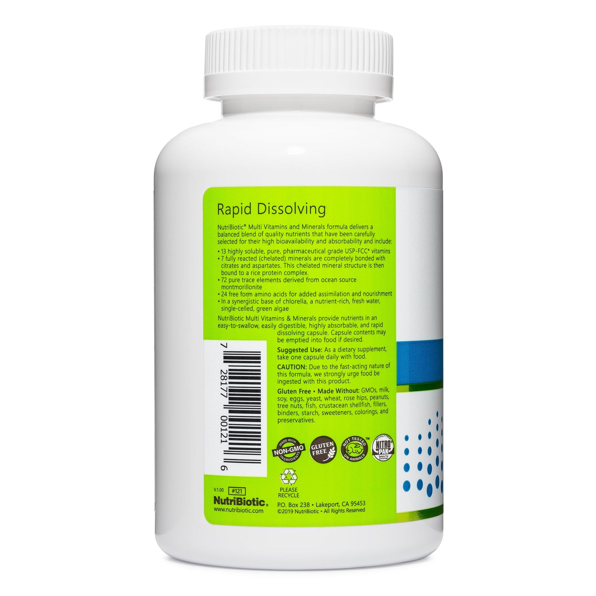 NutriBiotic – Multi Vitamins & Minerals, 180 Ct Capsules (Formerly Hypoallergenic Multiple) | 72 Pure Trace Elements in a Base of Chlorella | Pharmaceutical-Grade & Highly Absorbable | Gluten Free NutriBioticAu supplements