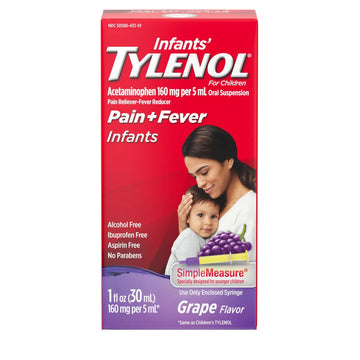 Infants' Tylenol Oral Suspension Liquid Medicine with Acetaminophen, Baby Fever Reducer & Pain Reliever for Minor Aches & Pains, Sore Throat, Headache & Toothache, Grape Flavor, 1 fl. oz TylenolAu supplements