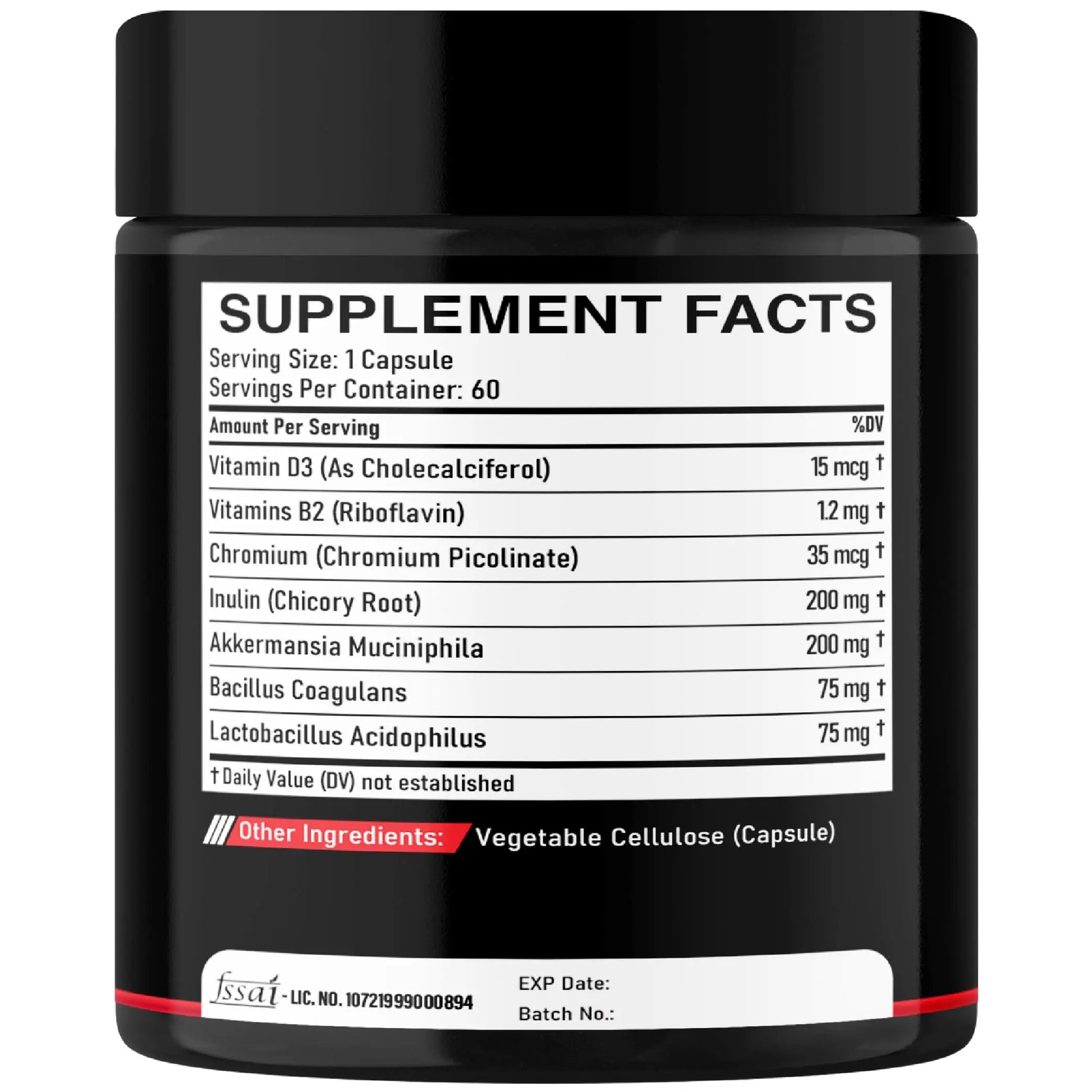 DEDICAD Akkermansia Probiotic for Increases GLP-1 - Contains Inulin, Bacillus Coagulans, Lactobacillus Acidophilus & Chromium - 60 Days Supply - 60 Capsules DEDICADnz supplements