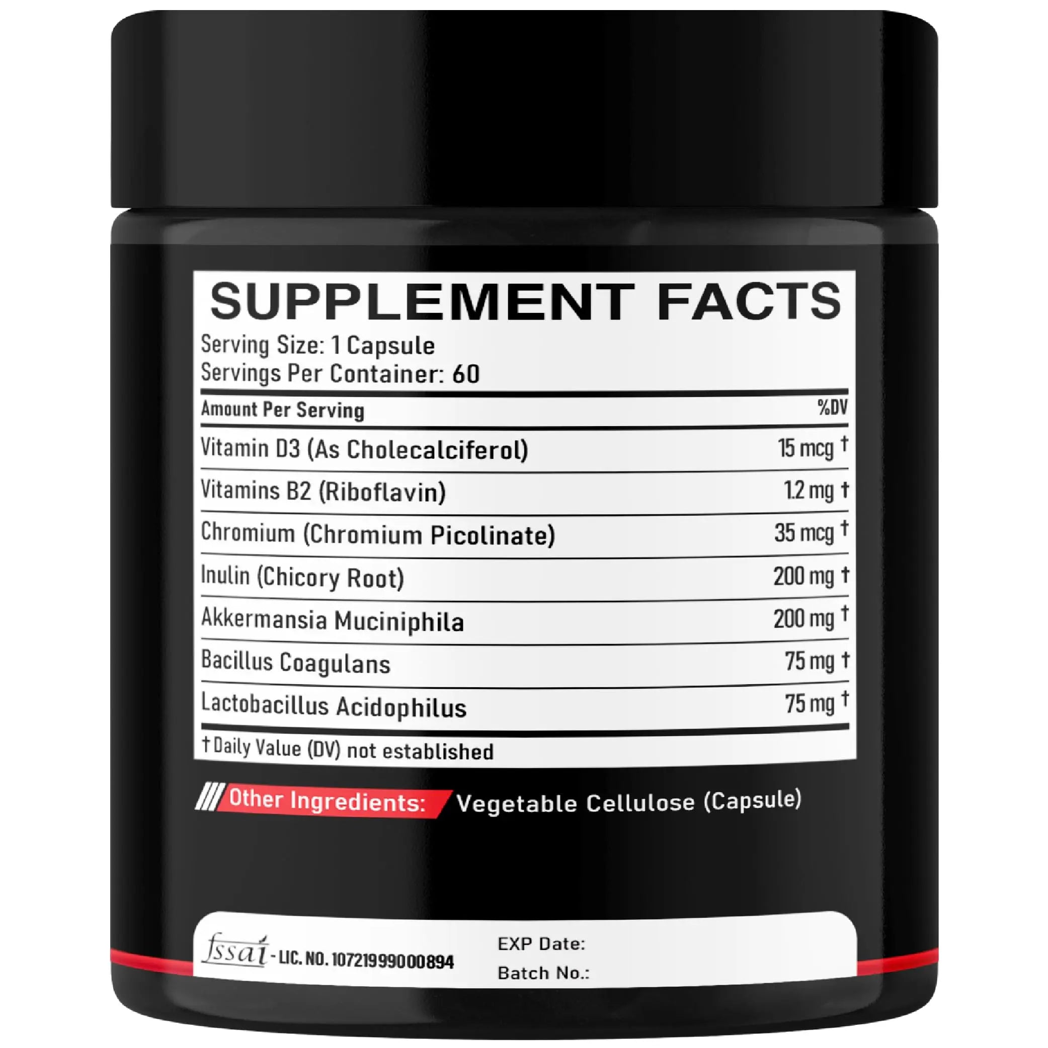 DEDICAD Akkermansia Probiotic for Increases GLP-1 - Contains Inulin, Bacillus Coagulans, Lactobacillus Acidophilus & Chromium - 60 Days Supply - 60 Capsules DEDICADnz supplements