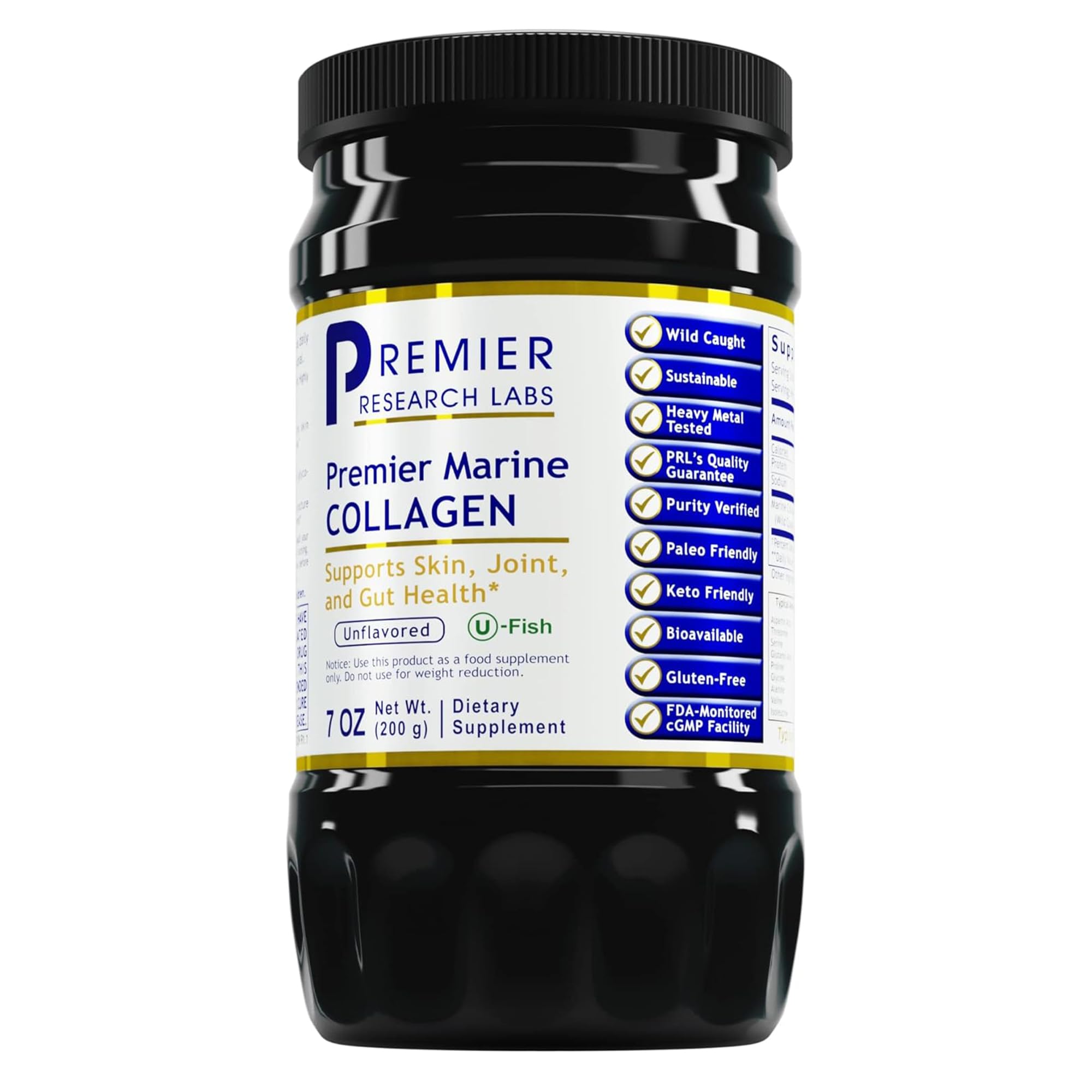 Premier Research Labs Marine Collagen - Marine Collagen Peptides, Hydrolyzed Marine Collagen Powder, Fish Collagen for Women and Men, 5g Collagen Per Serving for Skin, Joint, and Gut Health - 7 Oz Premier Research LabsAu supplements