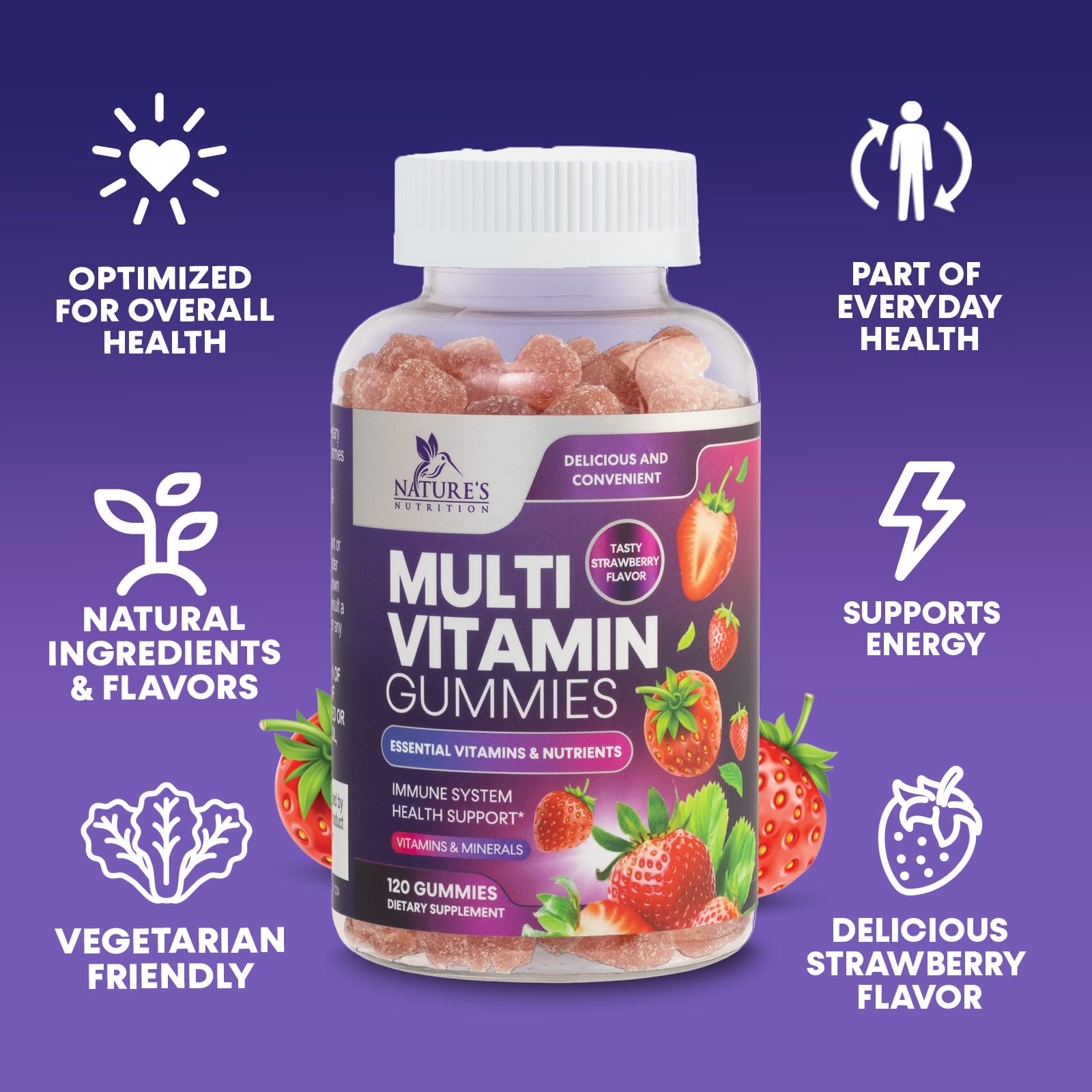 Multivitamin Gummies for Adults - Daily Adult Multivitamins Gummy with Vitamins A, C, D, B12 for Women & Men Nature's NutritionAu supplements