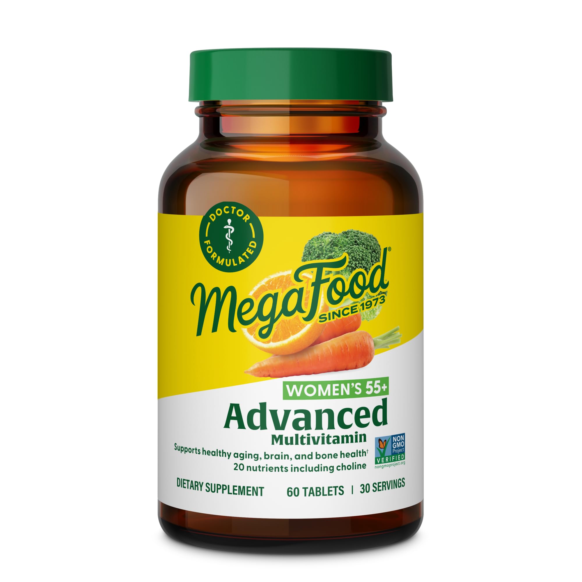 MegaFood, Multi for Women 55+, Supports Optimal Health and Wellbeing, Multivitamin and Mineral Dietary Supplement, Gluten Free, Vegetarian, 60 tablets (30 servings) MegaFoodAu supplements