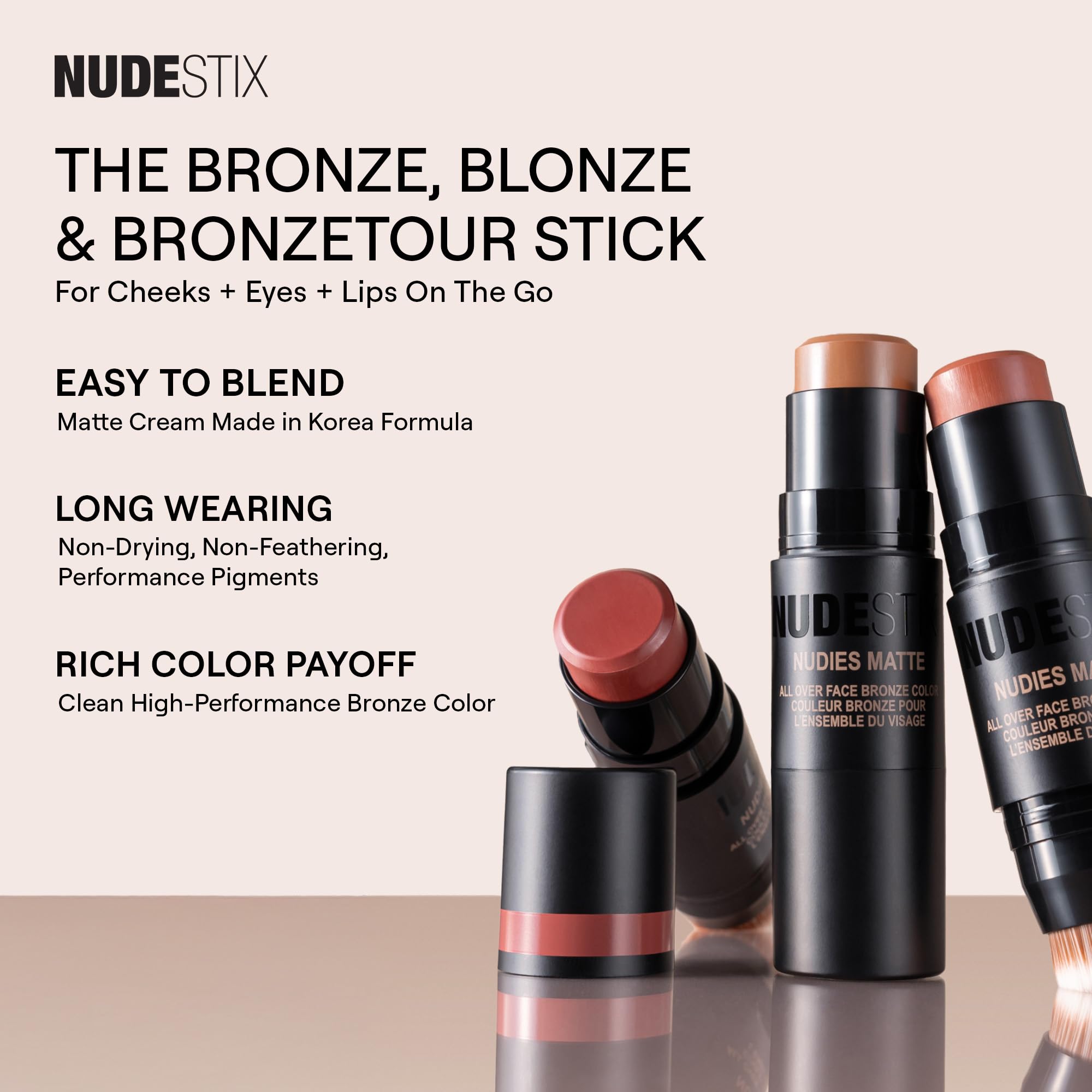 Nudestix Nudies Bronze All Over Matte Bronzing Stick – 3-in-1 Cream Bronzer for Cheeks, Eyes & Lips with Built-In Brush | Natural Contour & Sun-Kissed Glow | Bondi Bae NudestixAu supplements