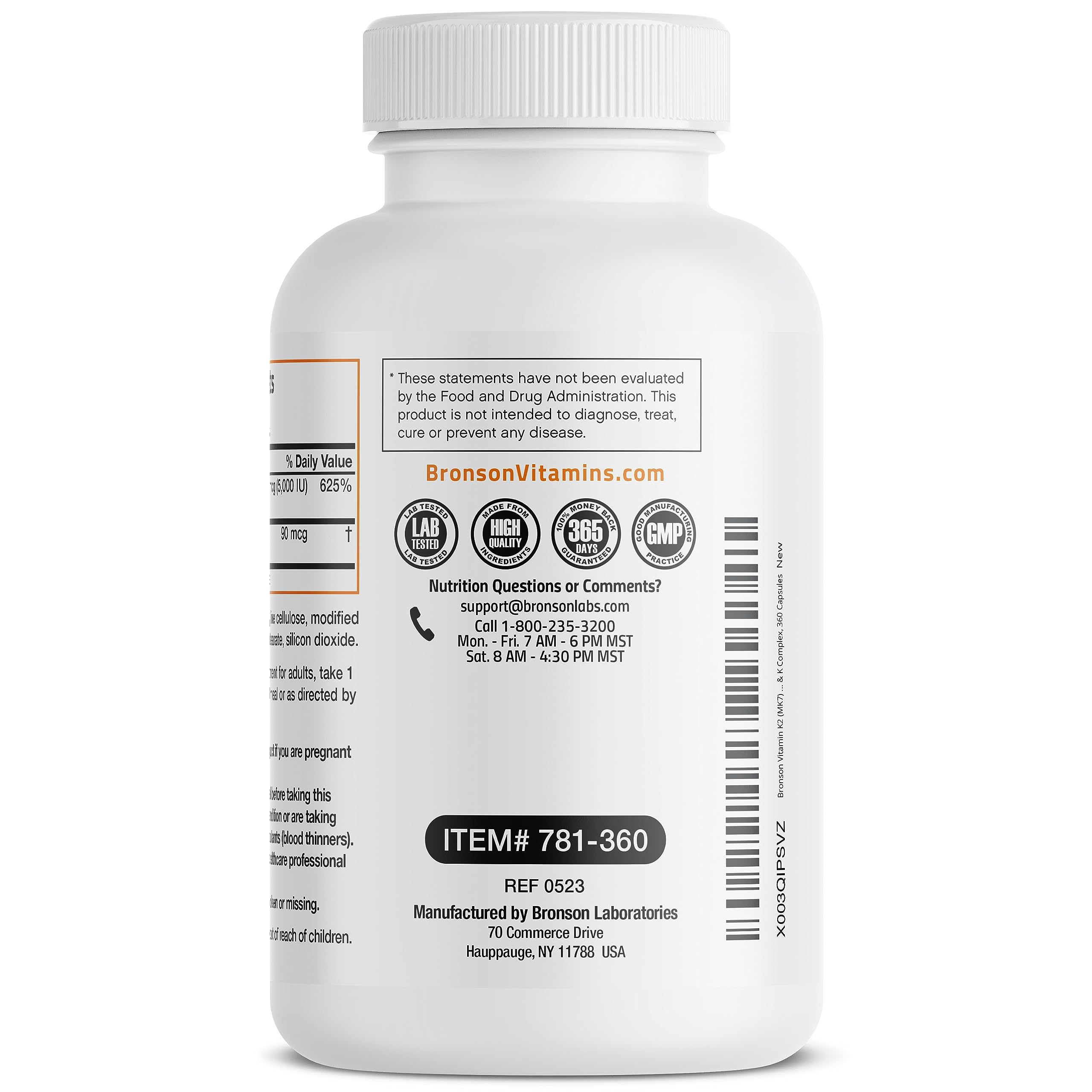 Bronson Vitamin K2 (MK7) with D3 Supplement Non-GMO Formula 5000 IU Vitamin D3 BronsonUS supplements