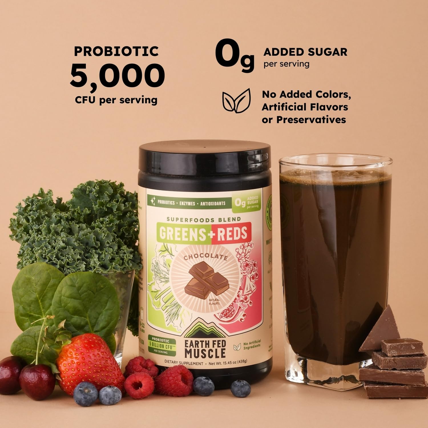 Earth Fed Muscle Chocolate Greens & Reds Superfood Blend Earth Fed MuscleAu supplements