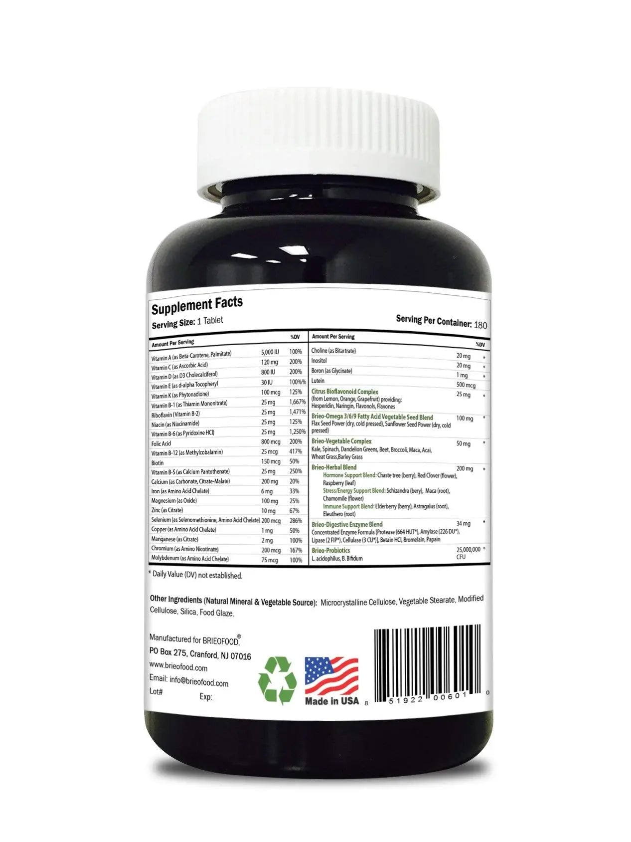 Briofood, Day-to-Day Food Based Women's Multi (180 Tablets) with Vegetable Source Omegas BrieofoodAu supplements