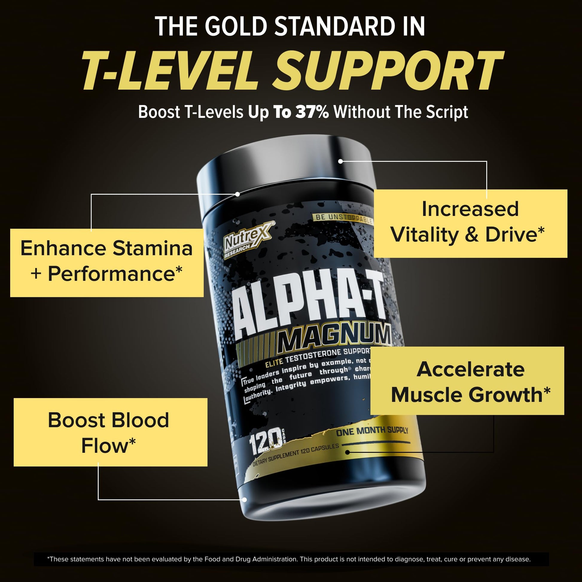 Nutrex Research Alpha-T Magnum Testosterone Support for Men | Anabolic Supplement with Tongkat Ali, Fadogia Agrestis, Shilajit and Ashwagandha | Muscle Builder for Strength, Growth & Hormone Balance Nutrex ResearchAu supplements