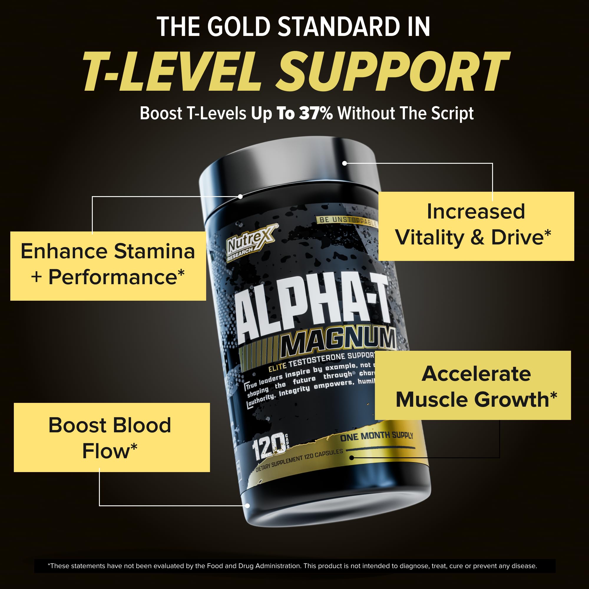 Nutrex Research Alpha-T Magnum Testosterone Support for Men | Anabolic Supplement with Tongkat Ali, Fadogia Agrestis, Shilajit and Ashwagandha | Muscle Builder for Strength, Growth & Hormone Balance Nutrex ResearchAu supplements
