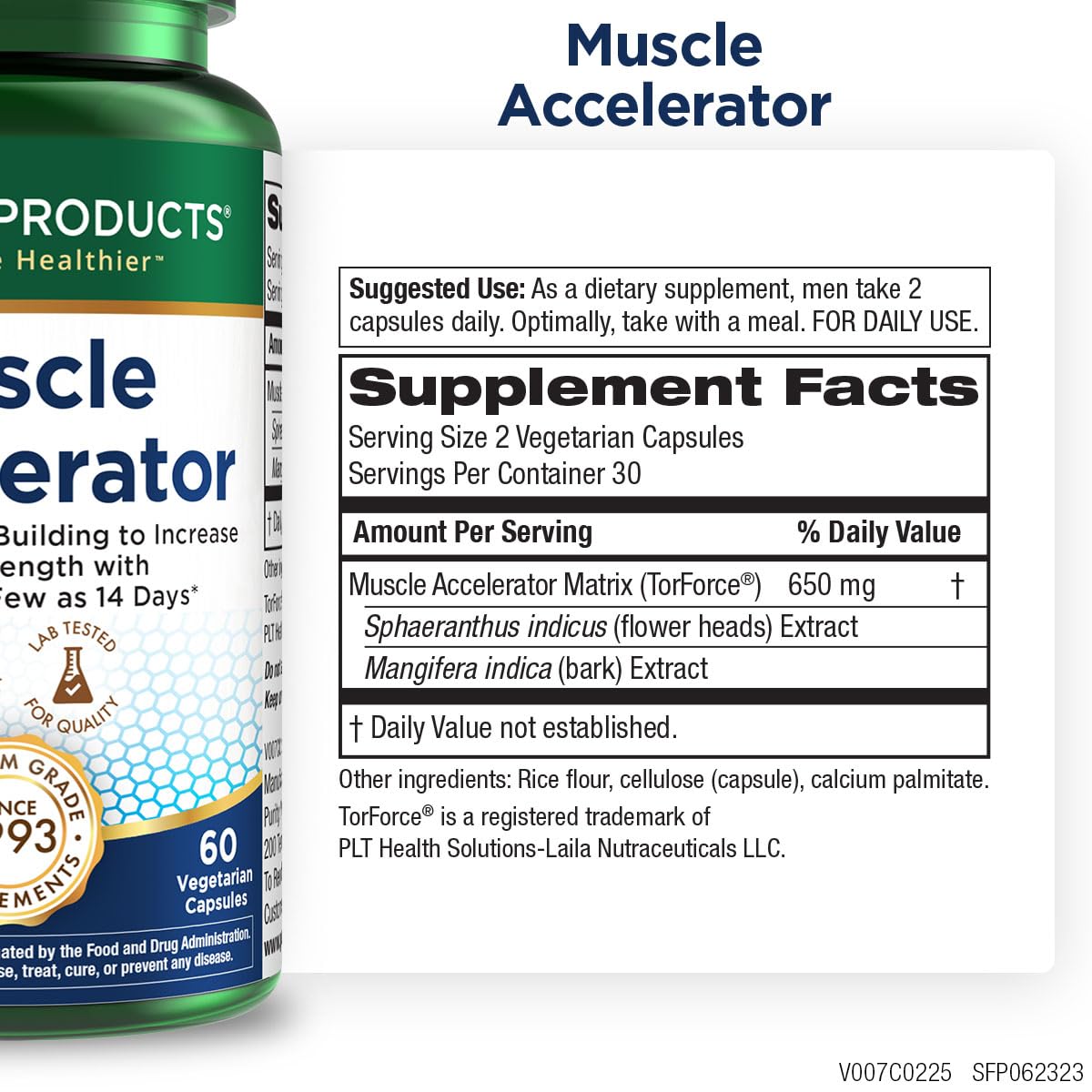 Purity Products Muscle Accelerator 650 mg Patented & Clinically Tested Muscle Accelerator Blend of Ayurvedic Herbal Extracts Promotes Strength, Endurance + Muscle Growth - 60 Veg Caps Purity ProductsAu supplements