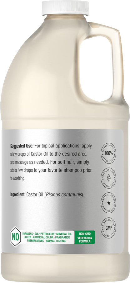 Castor Oil 64oz | for Hair Health, Eyelashes & Eyebrows | Hexane Free & Cold Pressed HorbäachUS supplements