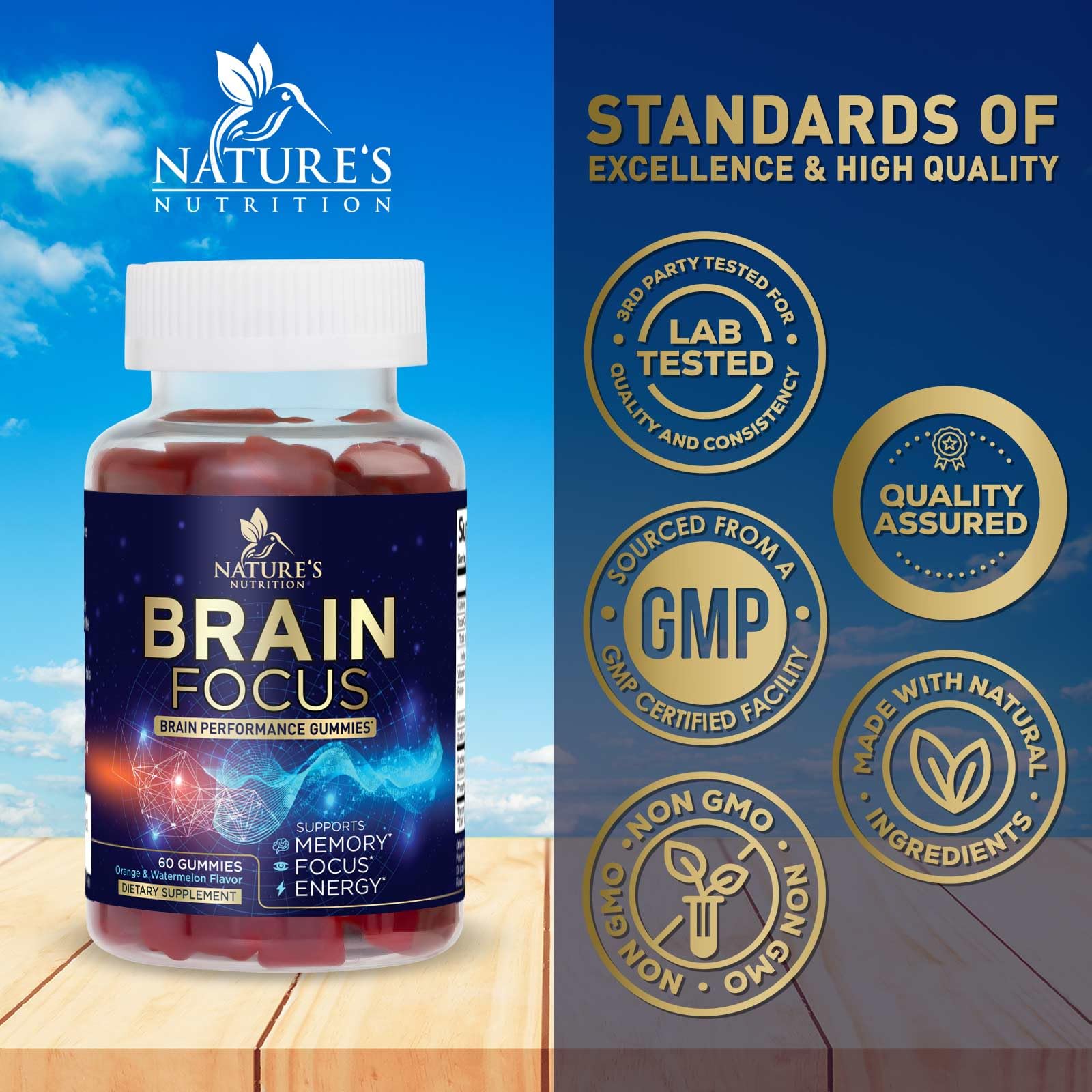 Brain Supplements for Memory and Focus with Phosphatidylserine, Nootropic Memory Supplement Gummy for Brain Health, Concentration, Mental & Cognitive Support, Focus Vitamins with B6 & B12-60 Gummies Nature's NutritionAu supplements
