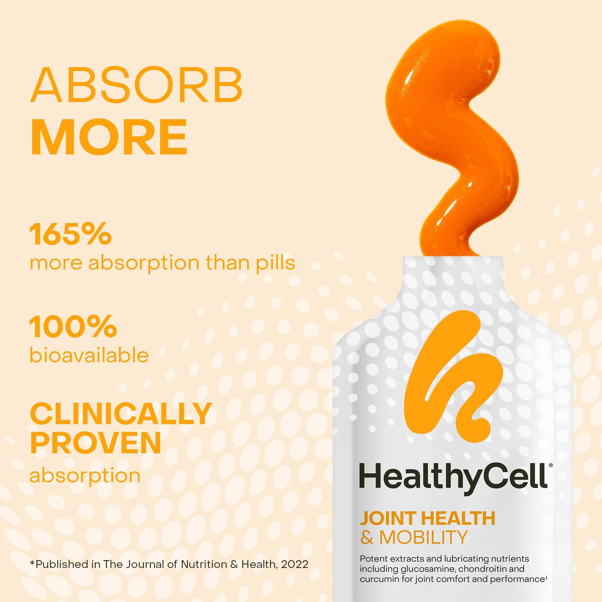 Healthycell Joint Health & Mobility Daily Liquid Supplement - Joint Support Supplement, Inflammation Response, Cartilage & Flexibility with Curcumin, Glucosamine & Chondroitin - 14 Gel Packs HealthycellAu supplements