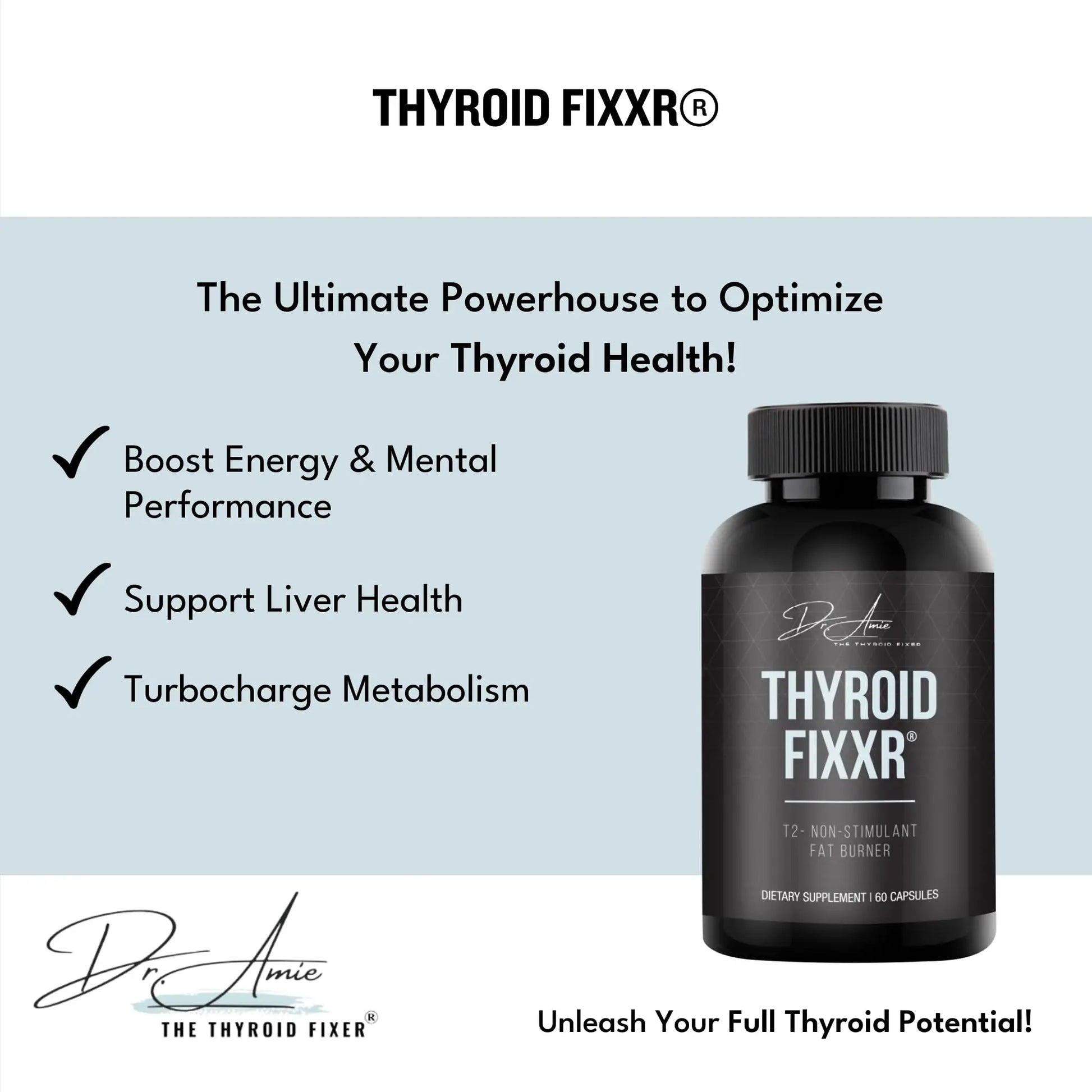 Fixxr Thyroid Support by Dr. Amie | T2 Thyroid Supplement | 30 Day Supply, 60 Capsules Fixxrnz supplements