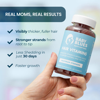 Baby Blues Postpartum Hair Loss Vitamins - Passion Fruit Gummies with Biotin, Collagen, & Folate Baby BluesUS supplements