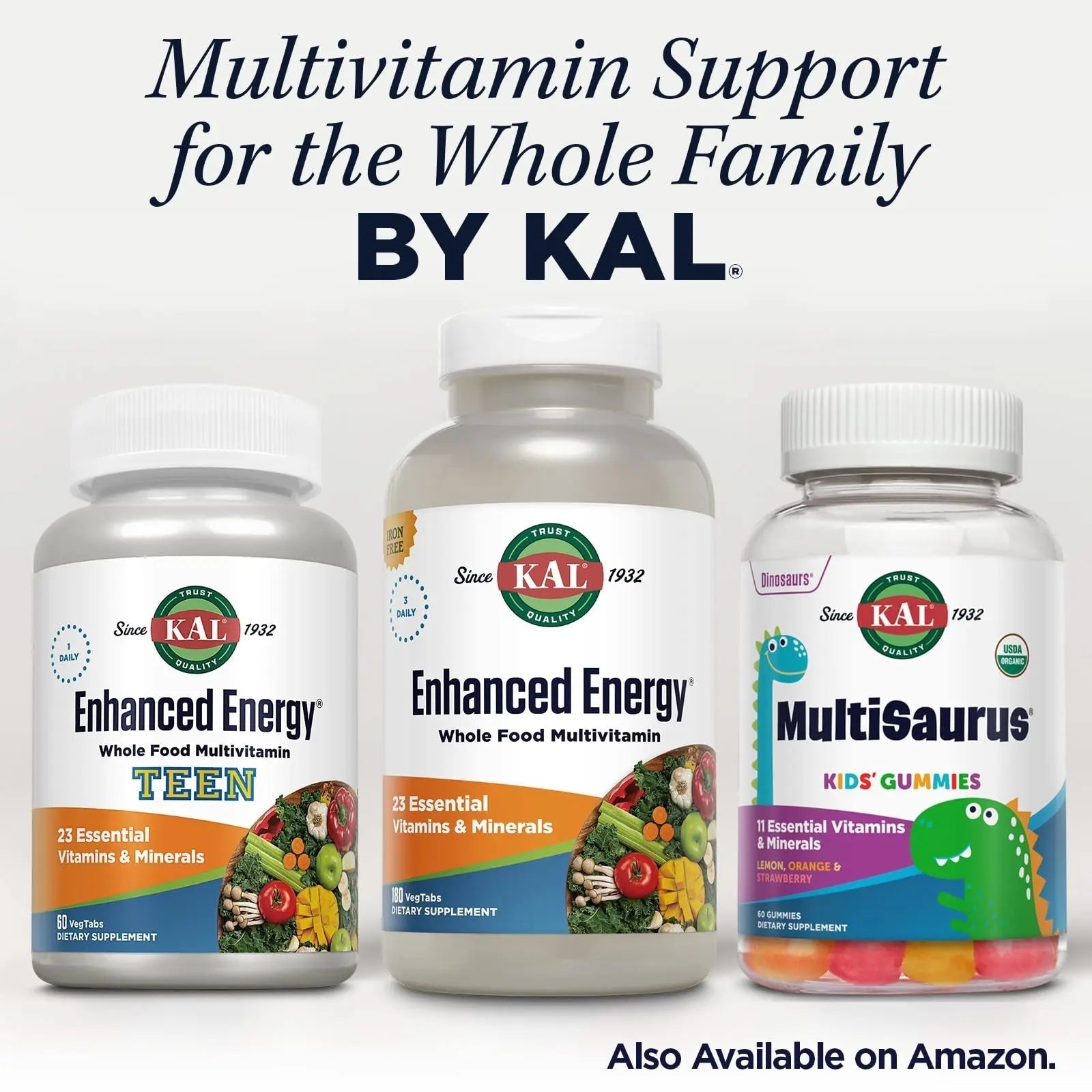 KAL® Enhanced Energy Multivitamin | Whole Food Based Vitamins & Minerals w/ Antioxidants, Digestive Enzymes & Natural Carotenoids | 180 Capsules KALAu supplements