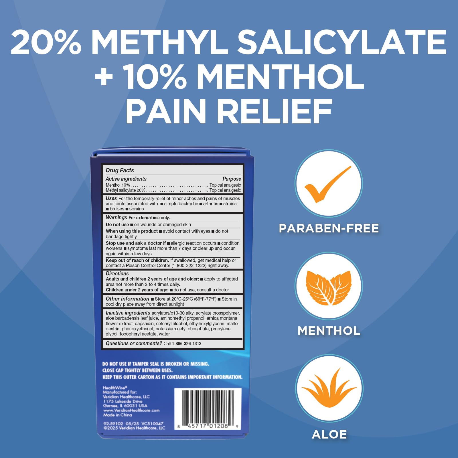 HealthWise 2X Medicated Roll-On | 10% Menthol + 20% Methyl Salicylate | Pain Relief Cream | 3 oz. 88.5 mL | Quick-Dry Formula | Immediate Penetrating Action | Topical Analgesic HealthWiseAu supplements