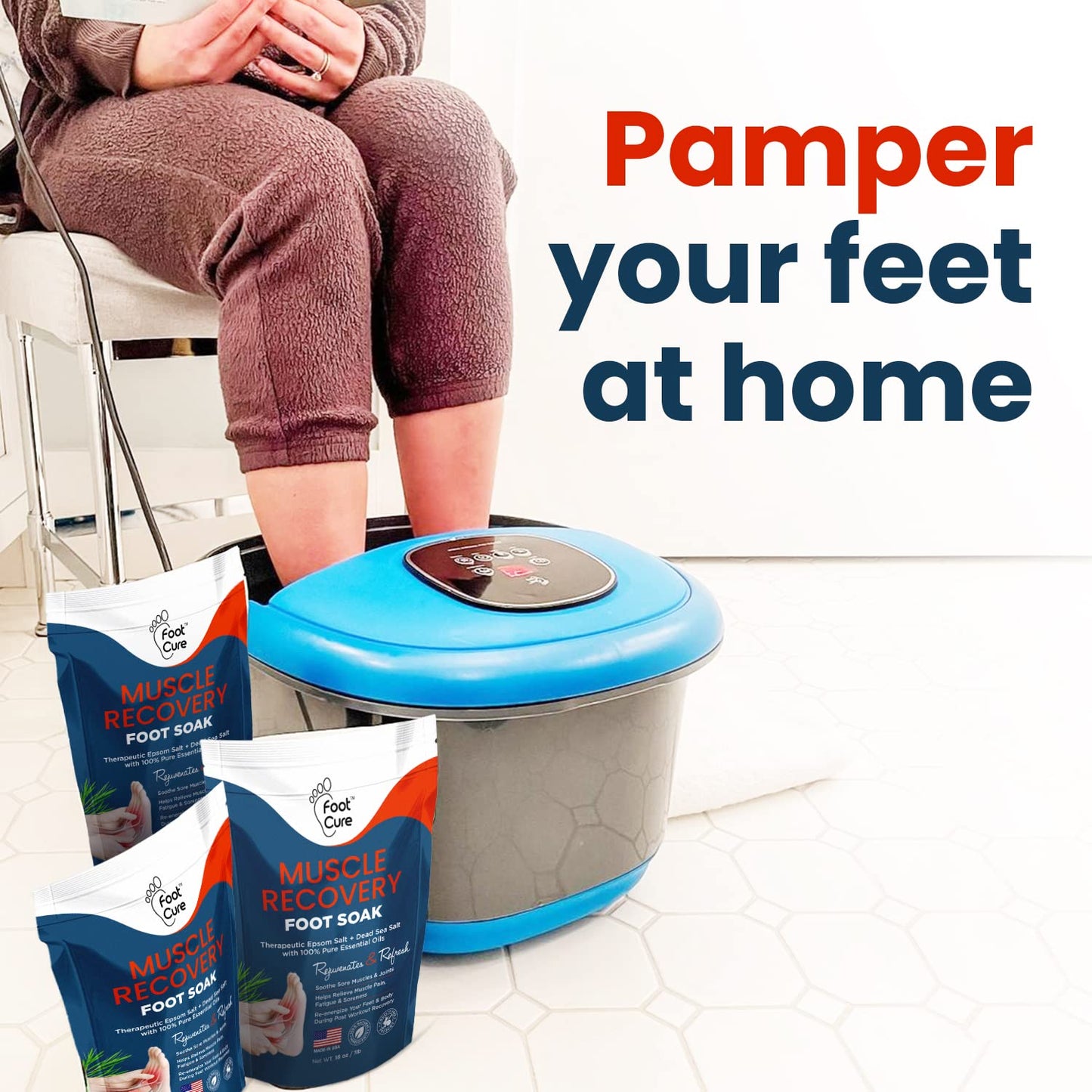Muscle Relief Foot Soak with Epsom Salts - All Natural Salts for Post Workout Recovery FOOT CUREUS supplements
