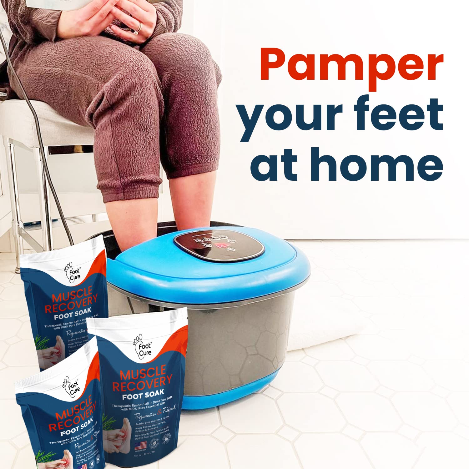 Muscle Relief Foot Soak with Epsom Salts - All Natural Salts for Post Workout Recovery FOOT CUREUS supplements
