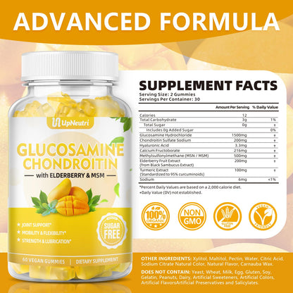 Sugar Free Glucosamine Chondroitin Gummies, Extra Strength 1500mg Glucosamine UPNEUTRIUS supplements