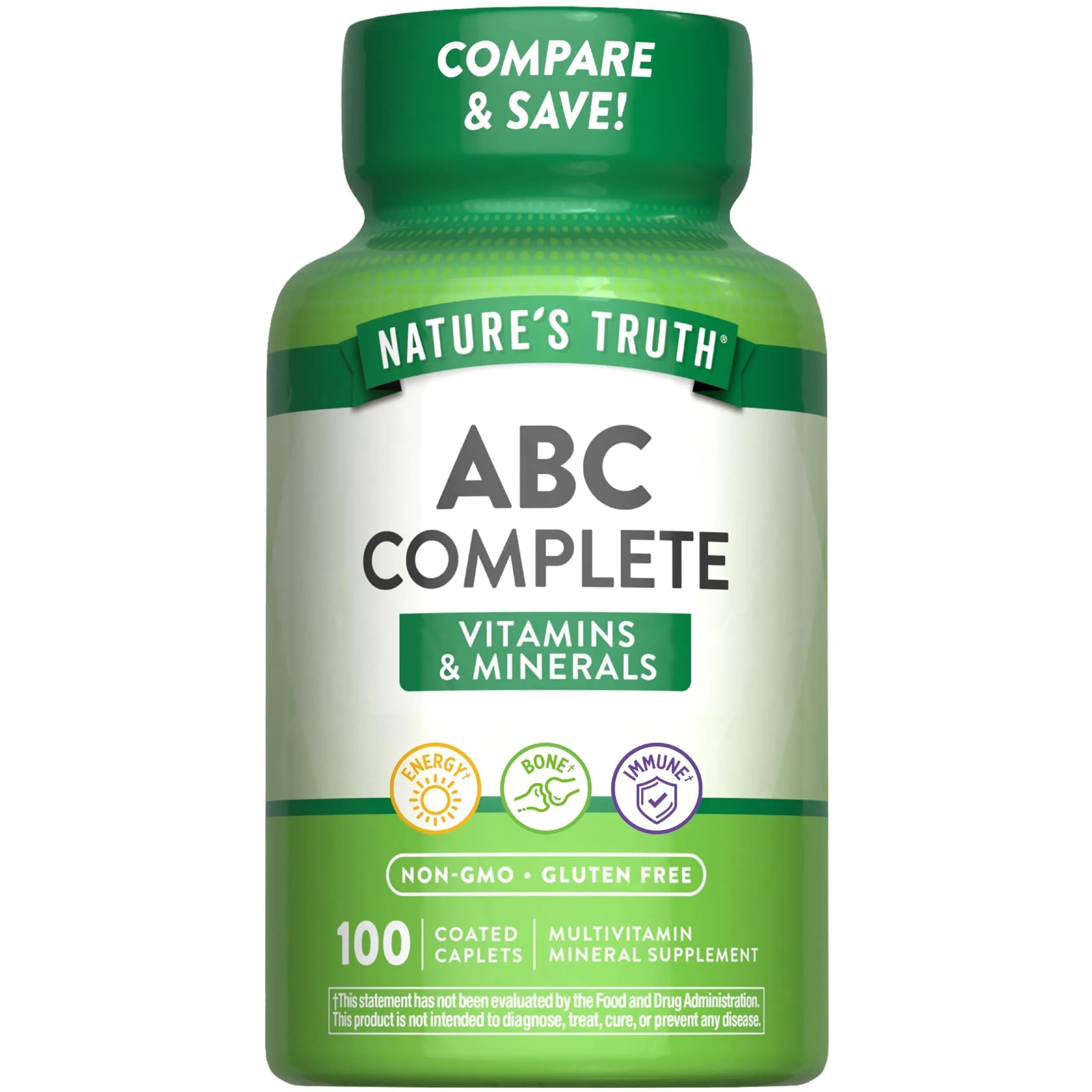 Nature's Truth Adult ABC Complete Multivitamin for Men and Women | 100 Caplets | Non-GMO & Gluten Free Nature's TruthAu supplements